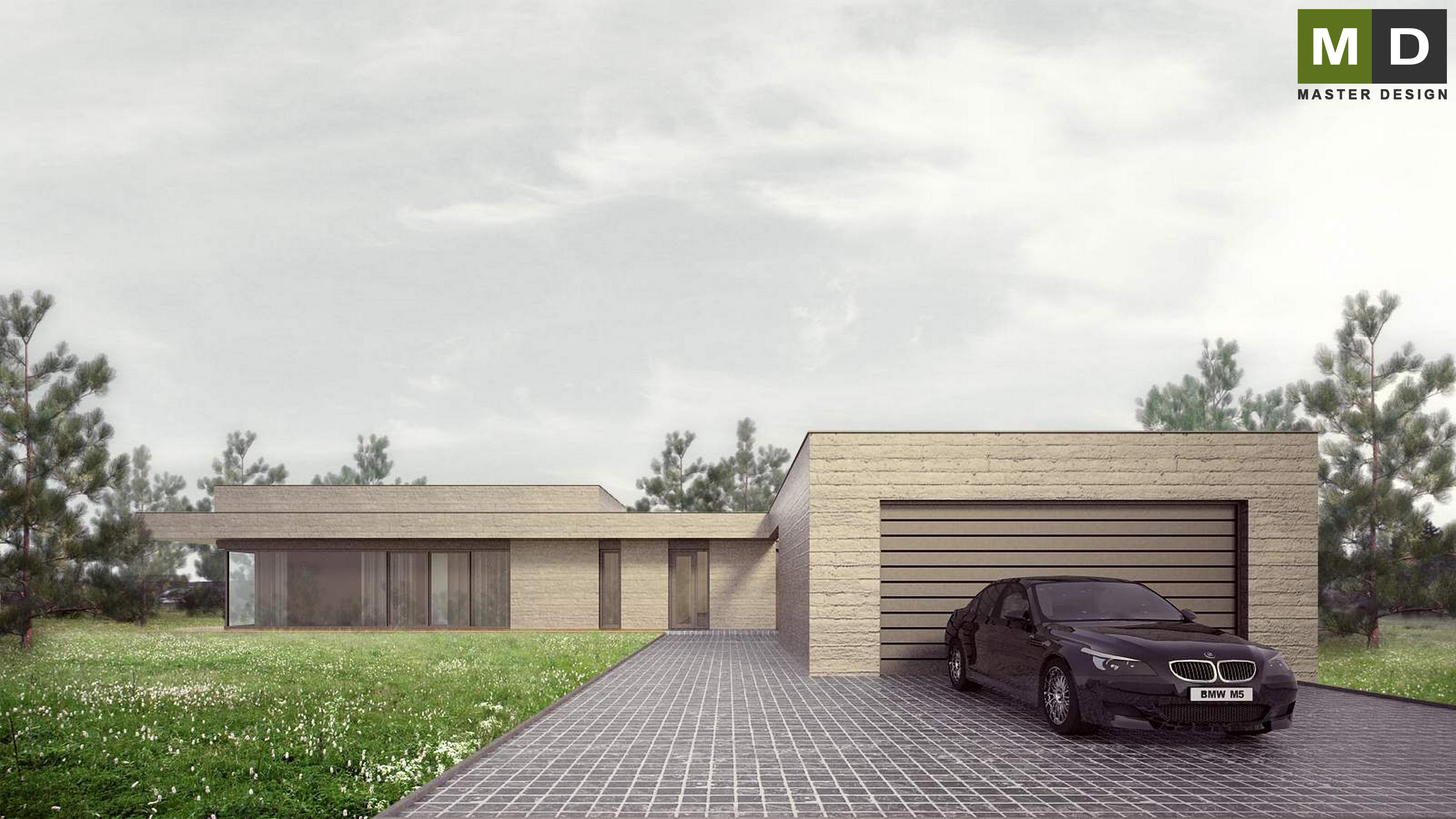 Přízemní bungalov z betonu s garáží - Ořechov - preview