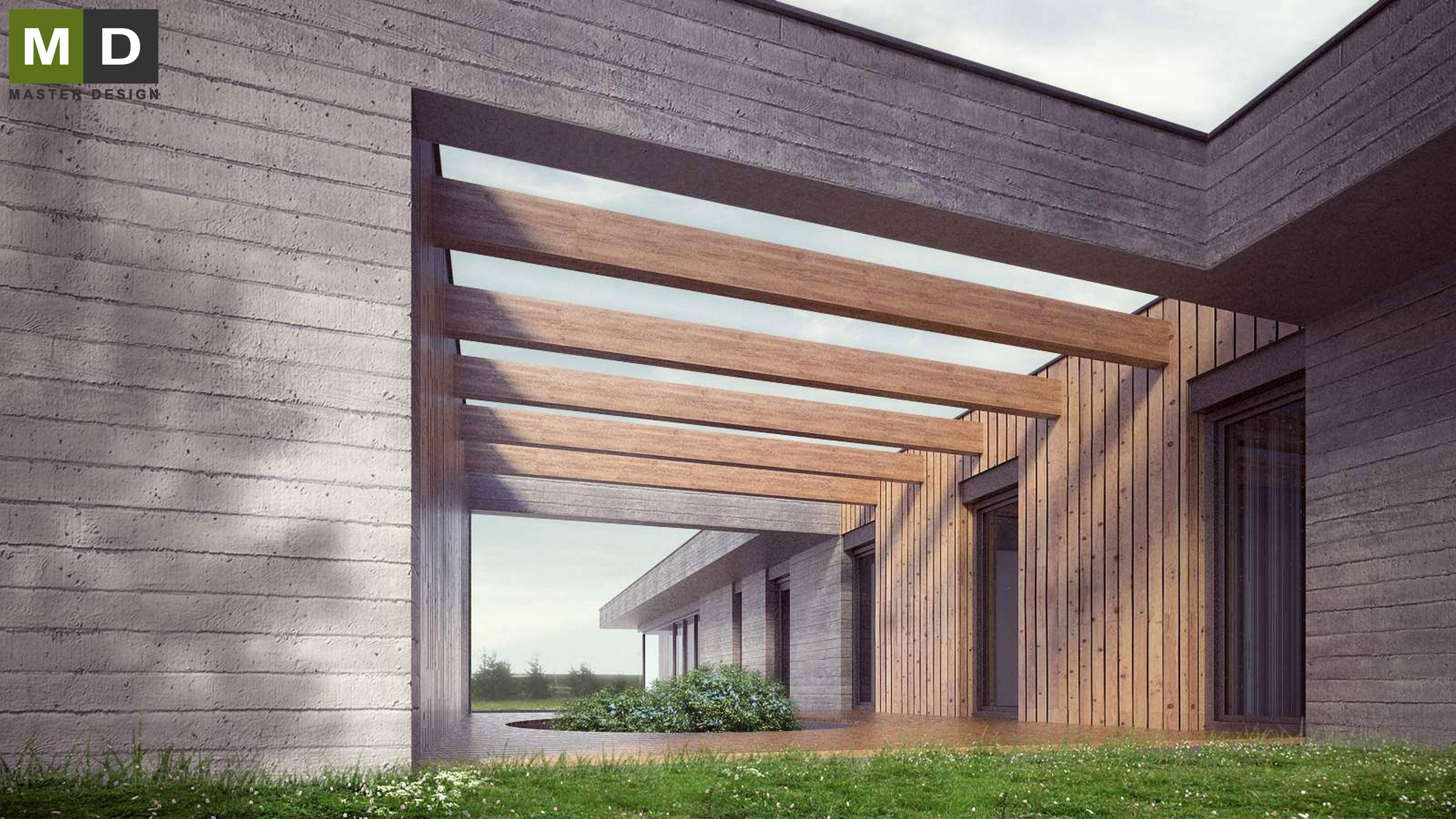 Luxury low energy bungalow made of concreteOřechov - visualisation2