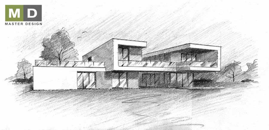 Luxury villa with atrium and large terraces - Zlín - main visualisation Luxury villa with atrium and large terraces - Zlín - main visualisation
