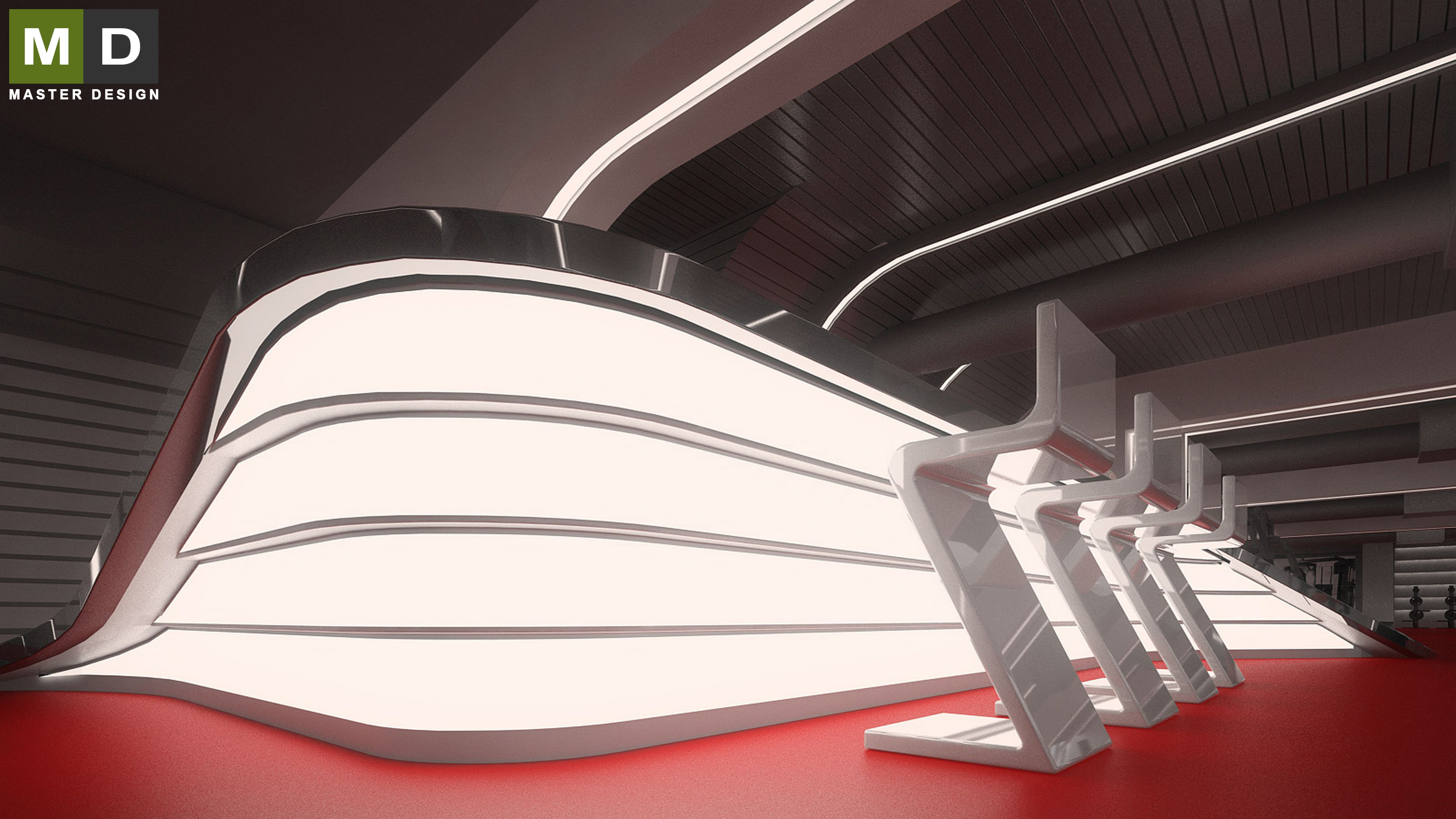 Interiors of fitness center Boby - Brno - main visualisation