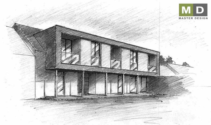House in the gap between family houses from the early 20th century - Brno - main visualisation