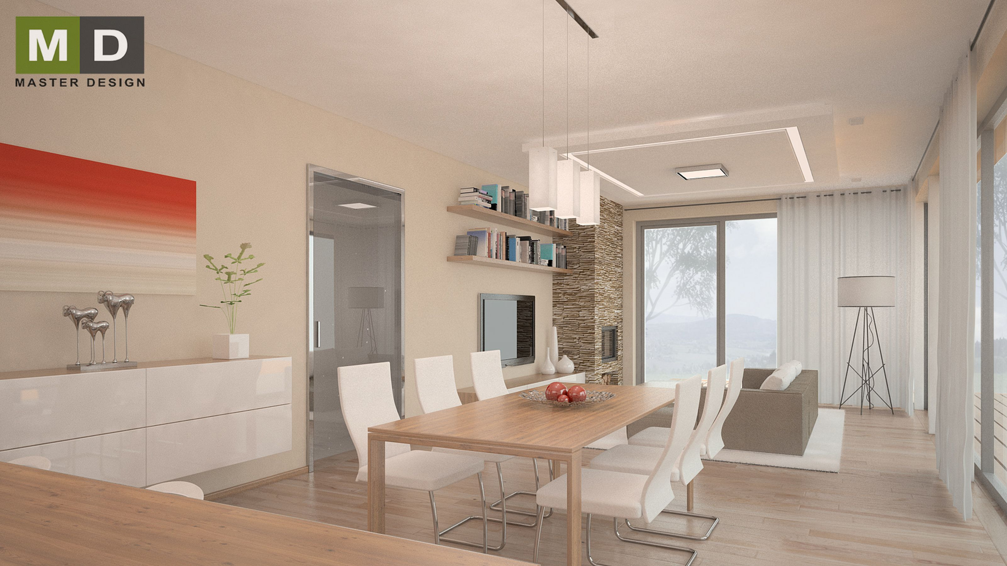 The interior of the house on a slope - Beroun - main visualisation The interior of the house on a slope - Beroun - main visualisation
