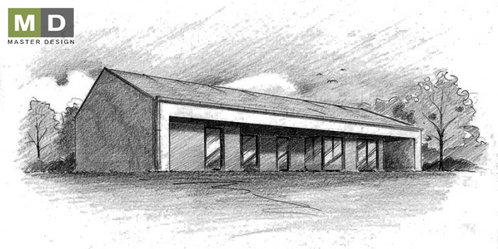 The concept of the passive house with a gabled roofDeveloper ze Švýcarska - visualisation2