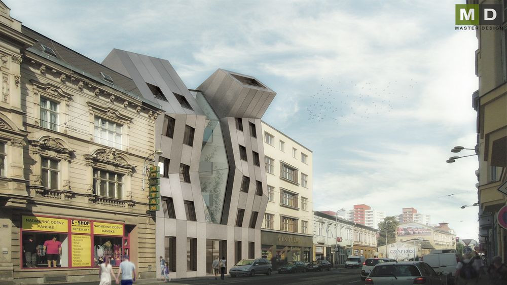Multifunctional house in the gap - Ostrava - main visualisation Multifunctional house in the gap - Ostrava - main visualisation