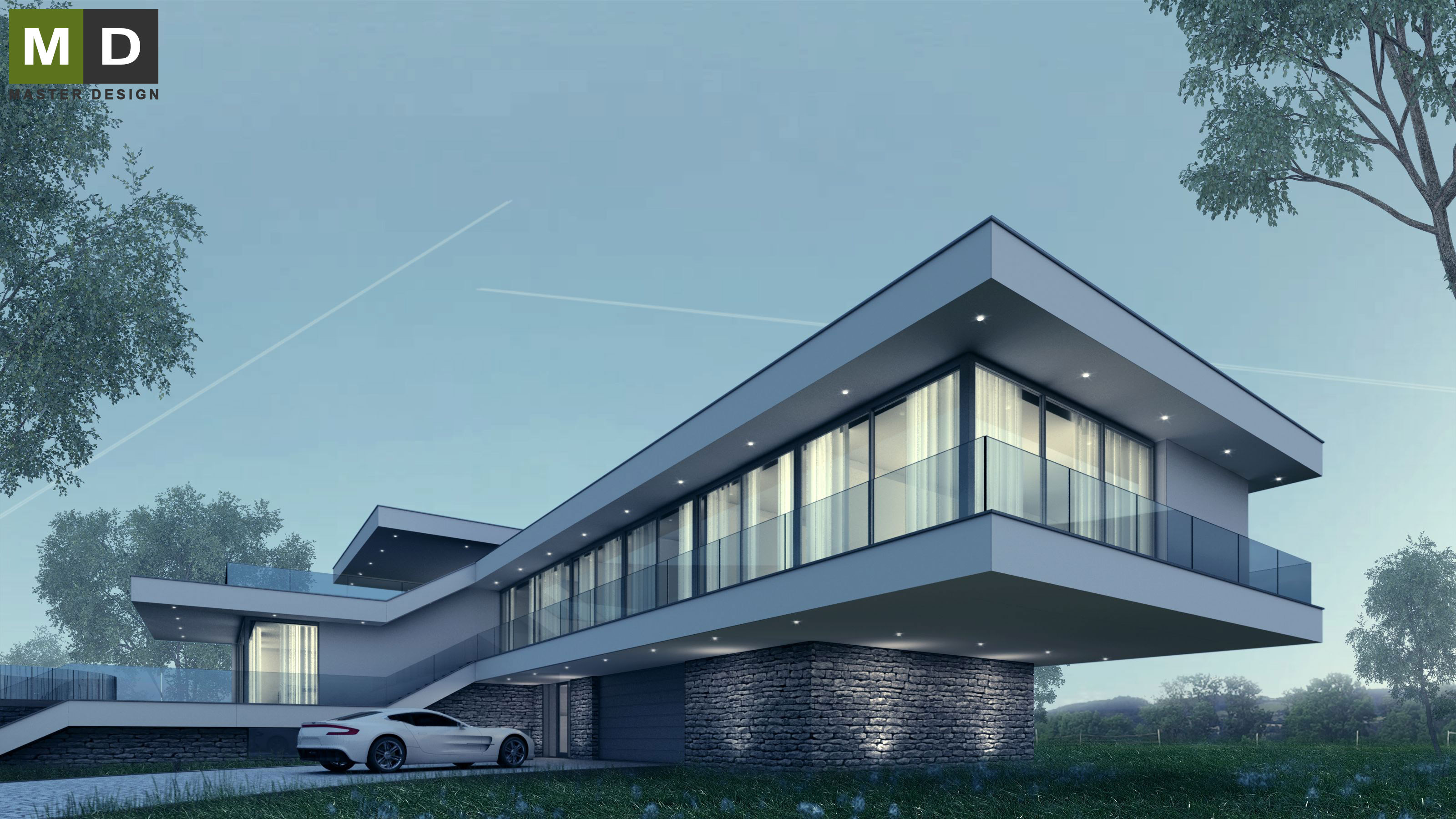 Luxusní atypická vila s plochou střechouVyšehoří - vizualizace3 Luxusní atypická vila s plochou střechouVyšehoří - vizualizace3