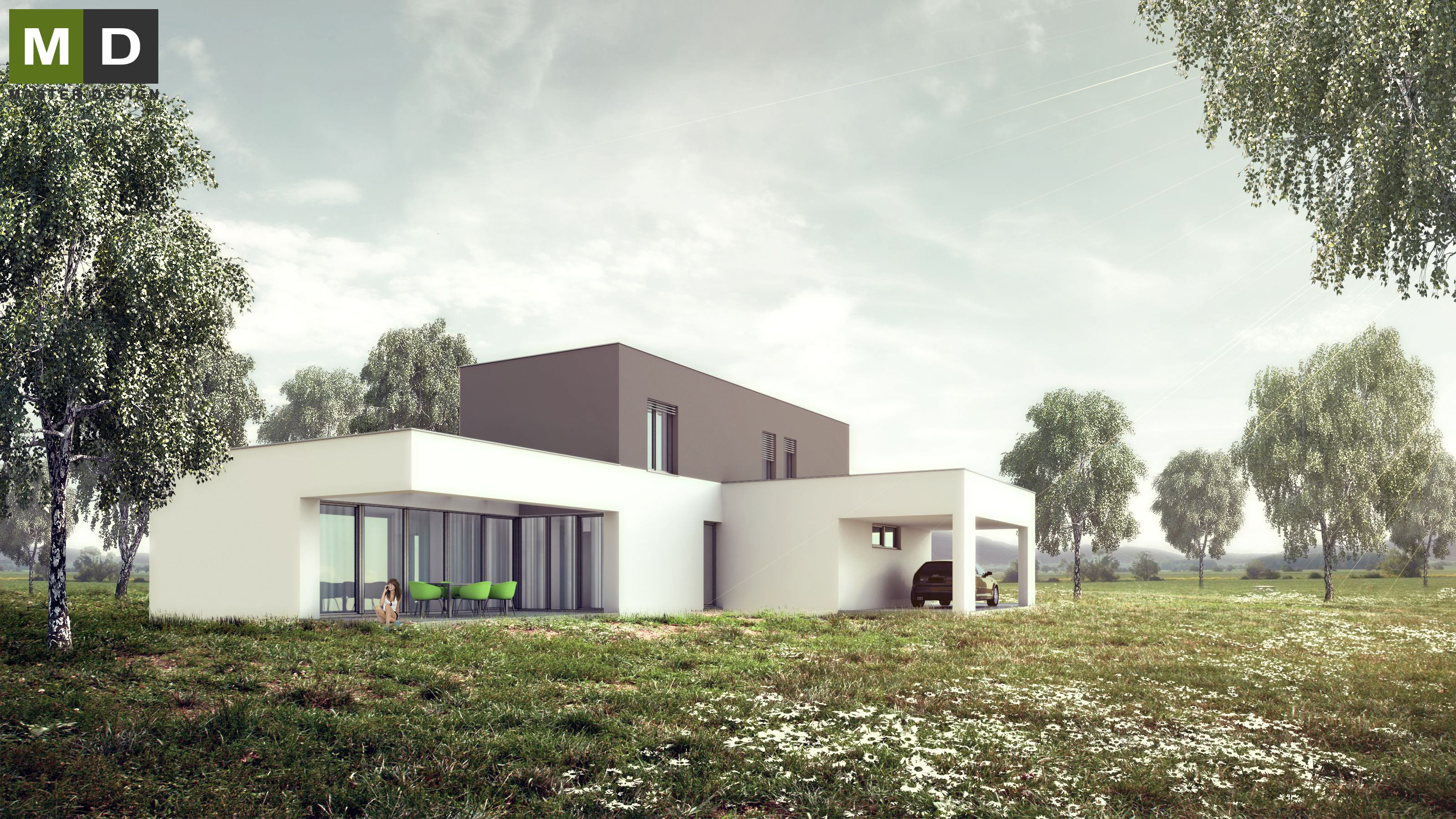 Two-storey low-energy house with a large covered terracePraha Čestlice - visualisation4