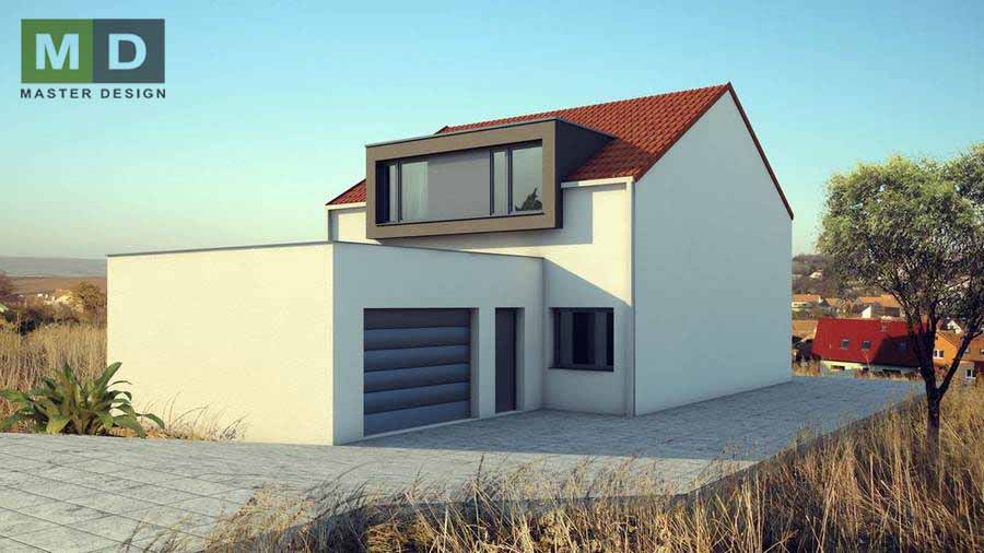 Little economic house with a gable roof and dormersHeršpice u Brna - visualisation2 Little economic house with a gable roof and dormersHeršpice u Brna - visualisation2