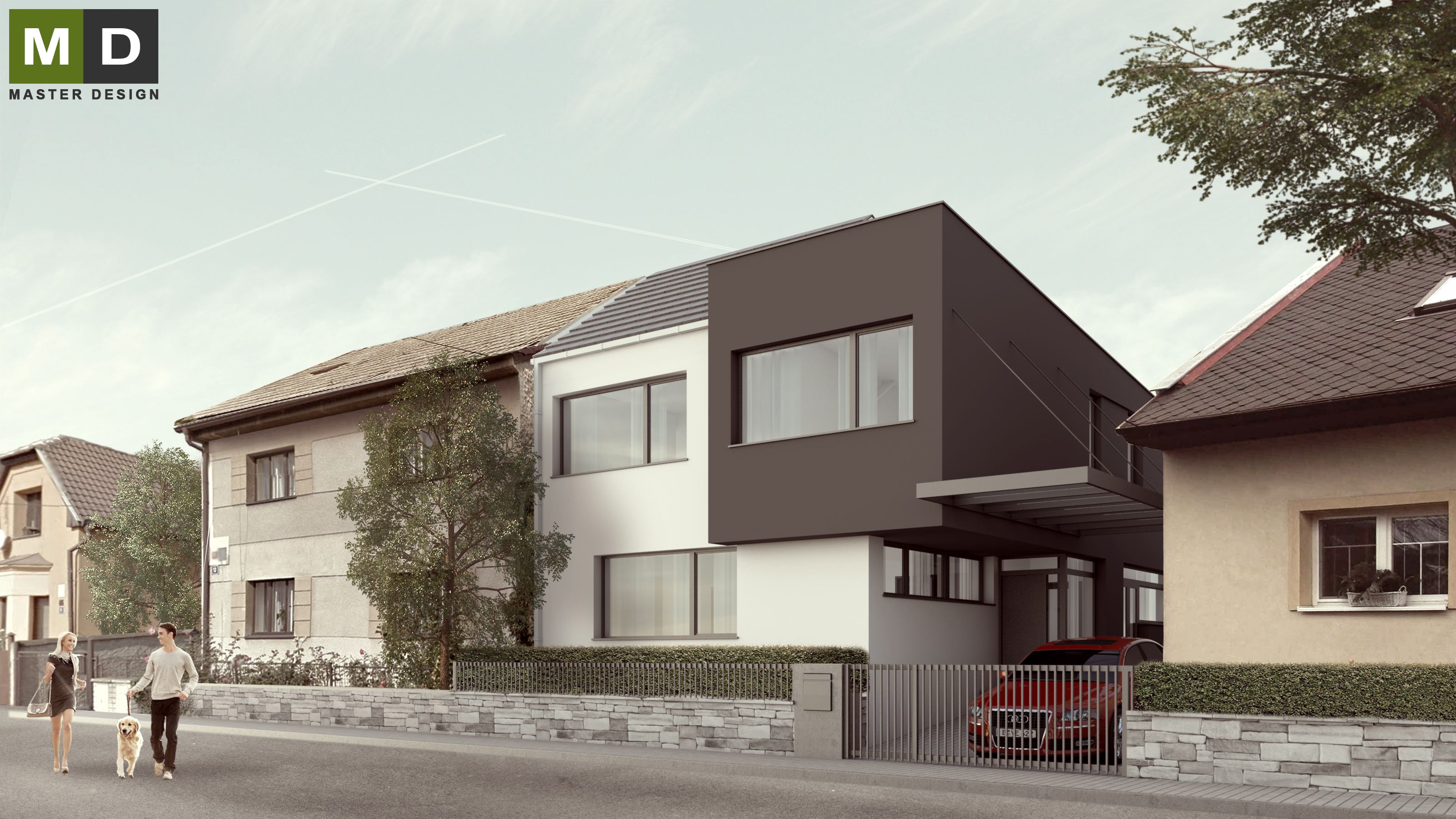 Nízkoenergetický řadový důmHorní Počernice - vizualizace2 Nízkoenergetický řadový důmHorní Počernice - vizualizace2