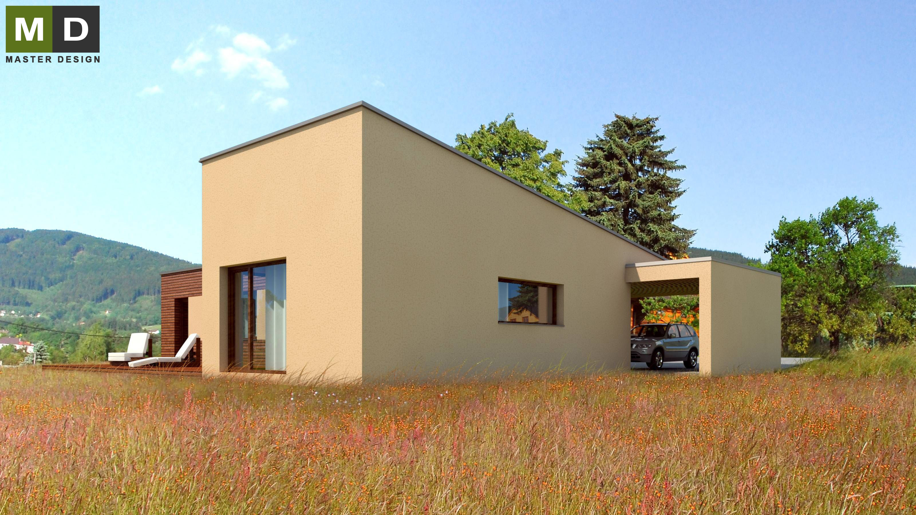 Low energy L-shaped storey bungalow with garageFrýdlant - visualisation2 Low energy L-shaped storey bungalow with garageFrýdlant - visualisation2