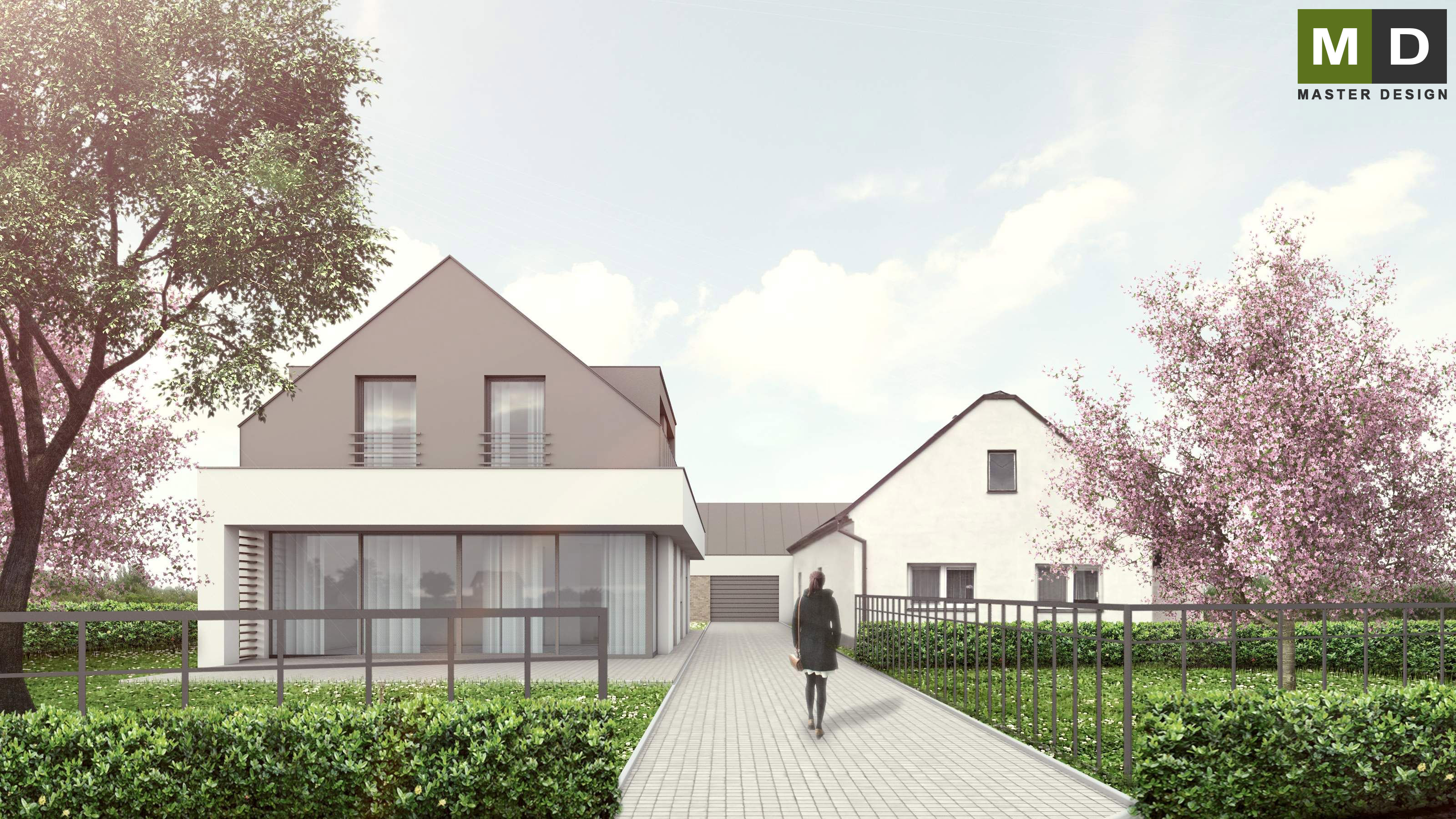 Economic atypical house on a narrow plot of land with a flat roof - Kylešovice u Opavy - main visualisation Economic atypical house on a narrow plot of land with a flat roof - Kylešovice u Opavy - main visualisation