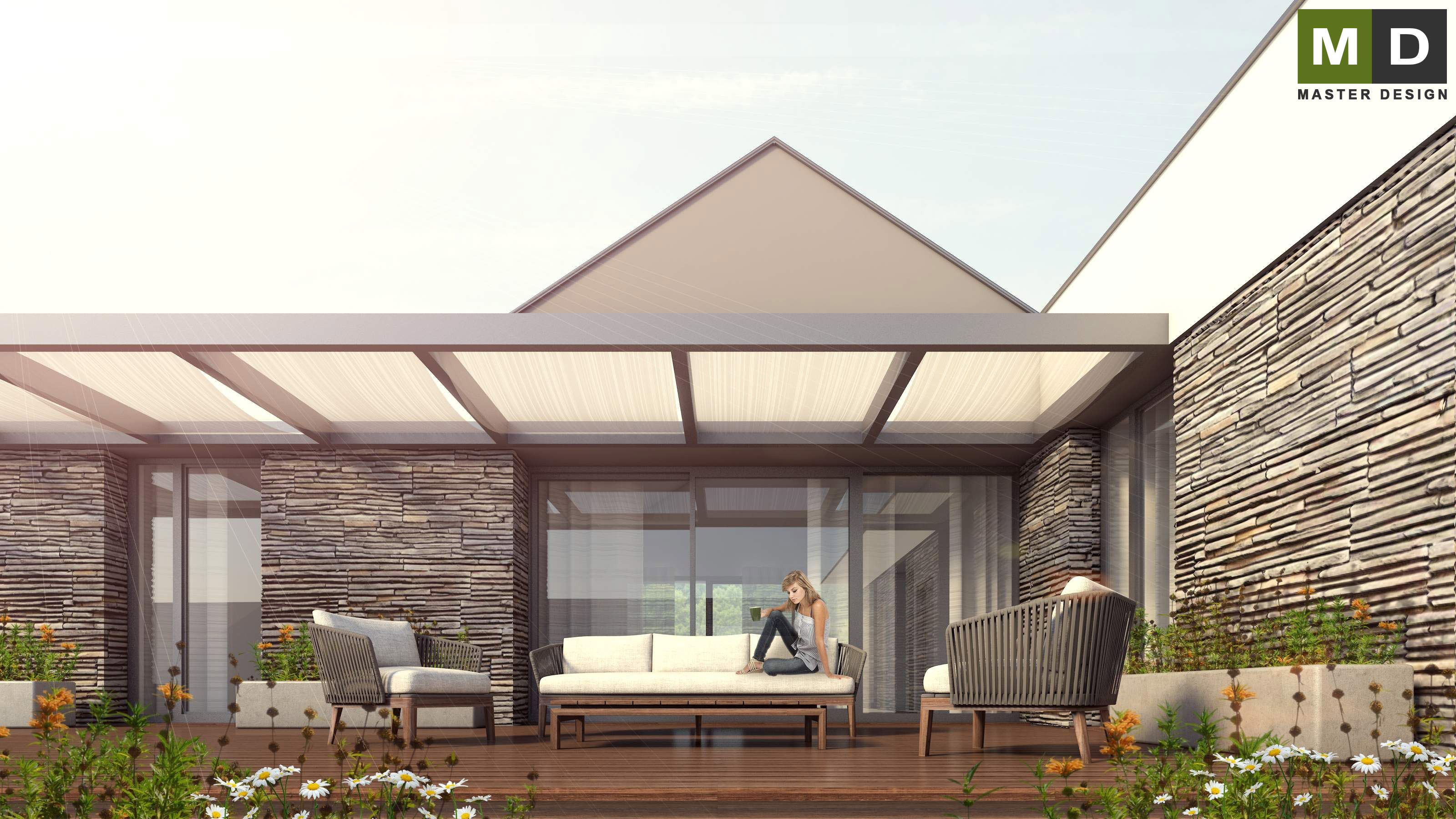 L-shaped bungalow established in the hillside with enclosed gardenStará Plesná - visualisation3 L-shaped bungalow established in the hillside with enclosed gardenStará Plesná - visualisation3