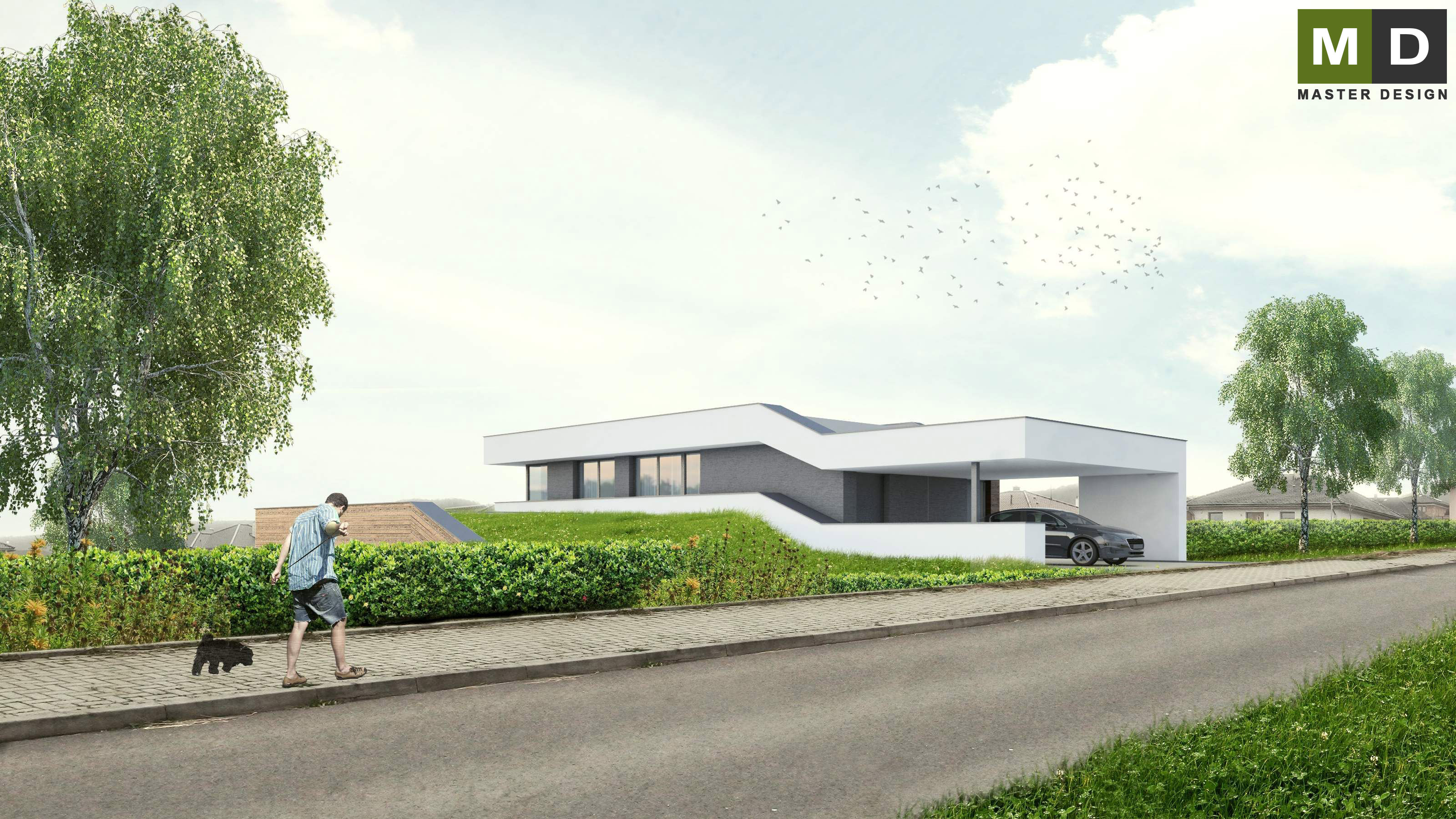 Nízkoenergetický dům reagující na terénní reliéfÚstí nad Labem - vizualizace2 Nízkoenergetický dům reagující na terénní reliéfÚstí nad Labem - vizualizace2