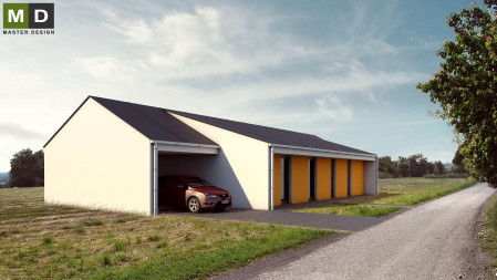 Pasivní přízemní dřevostavba se sedlovou střechou - Developerský projekt do Švýcarska - hlavní vizualizace