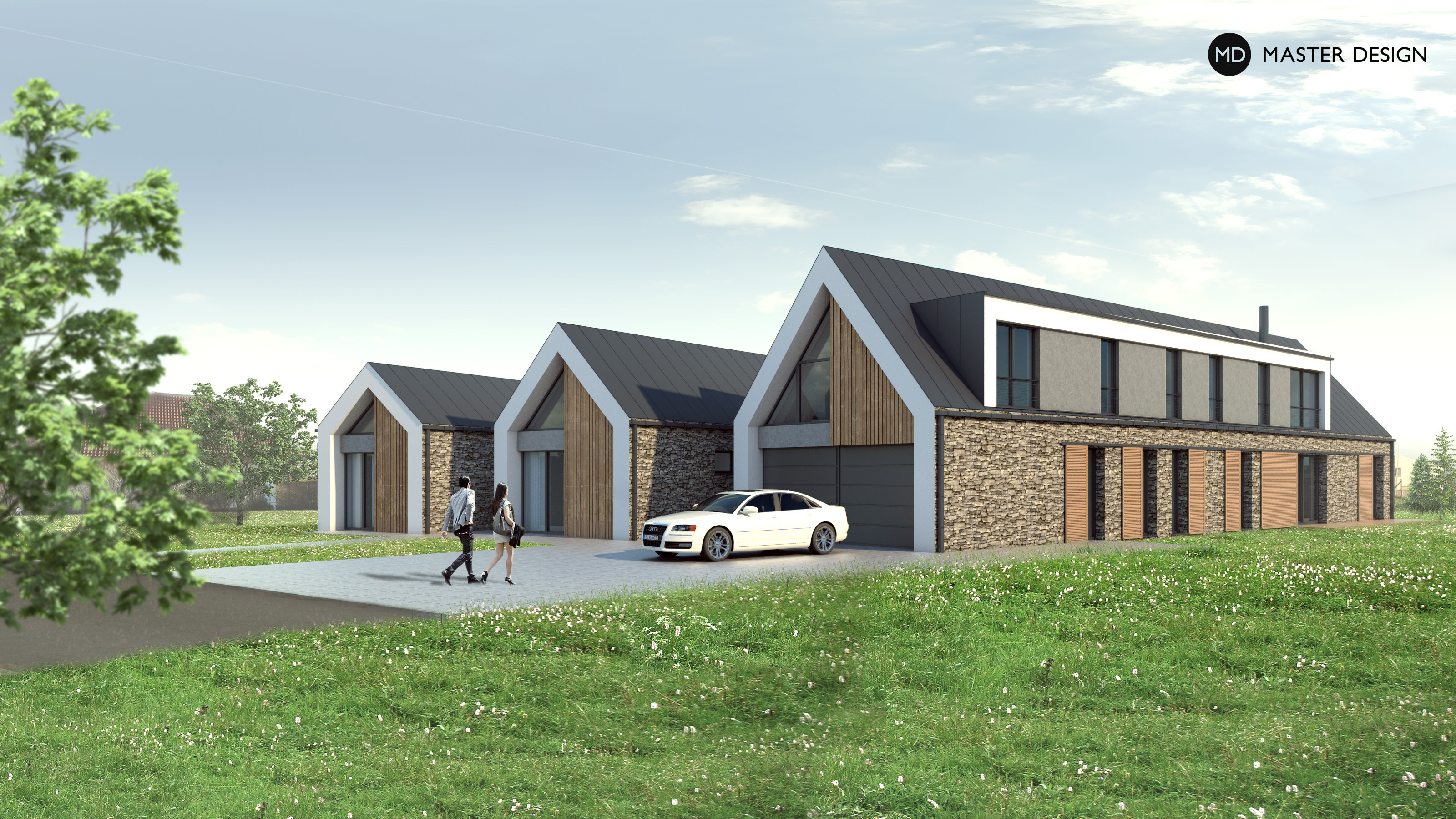 Trojramenná luxusní vila se sedlovými střechami - Zeleneč u Prahy - preview