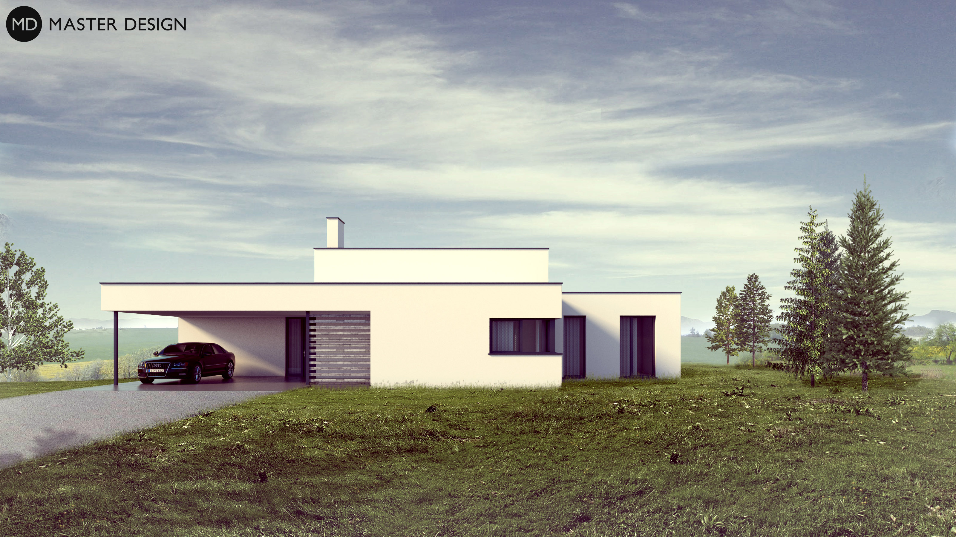 Nízkoenergetický bungalov pro mladé doktory ve tvaru UDobroslavice - vizualizace2