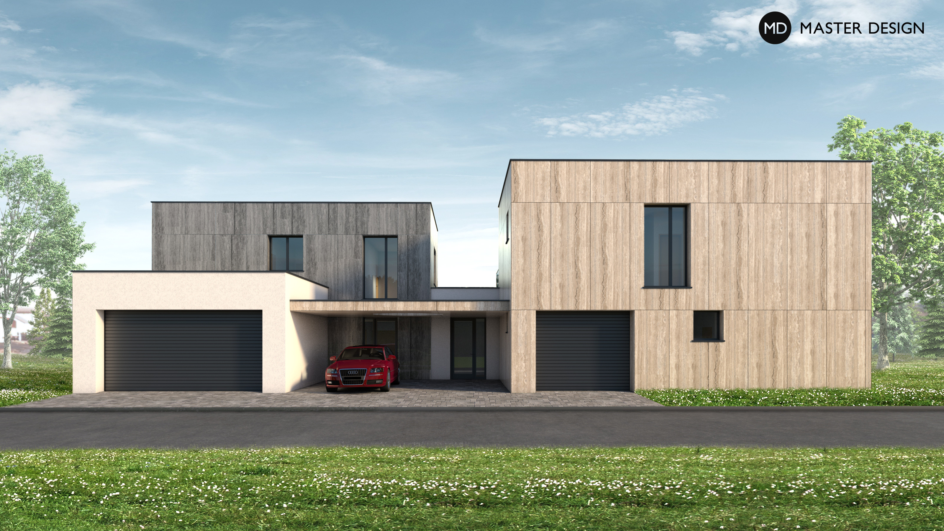 Moderní dvojdomek pro majitele stavební firmy s velkoformátovým obkladem Malé Kyšice - vizualizace2 Moderní dvojdomek pro majitele stavební firmy s velkoformátovým obkladem Malé Kyšice - vizualizace2