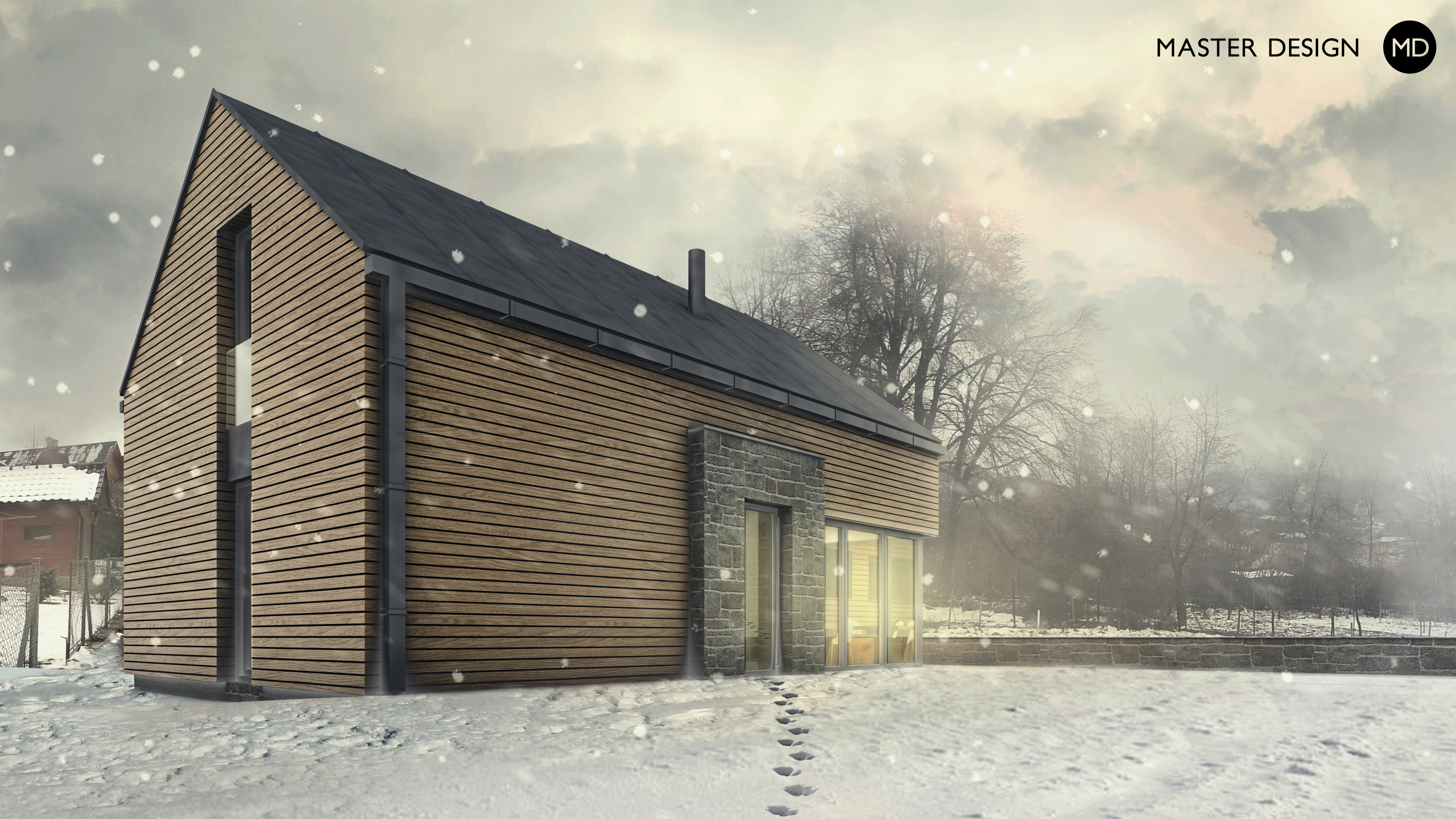Rekreační dřevěná chata pro energickou paní na úpatí horMalenovice - vizualizace3 Rekreační dřevěná chata pro energickou paní na úpatí horMalenovice - vizualizace3