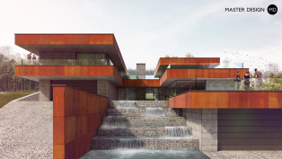 Moderní luxusní vila s vodopádem a výhledem na město - Praha - hlavní vizualizace