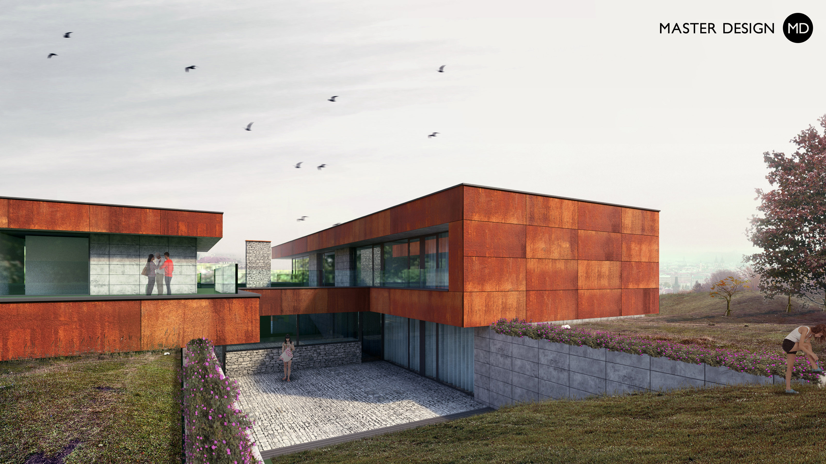 Moderní luxusní vila s vodopádem a výhledem na městoPraha - vizualizace3 Moderní luxusní vila s vodopádem a výhledem na městoPraha - vizualizace3