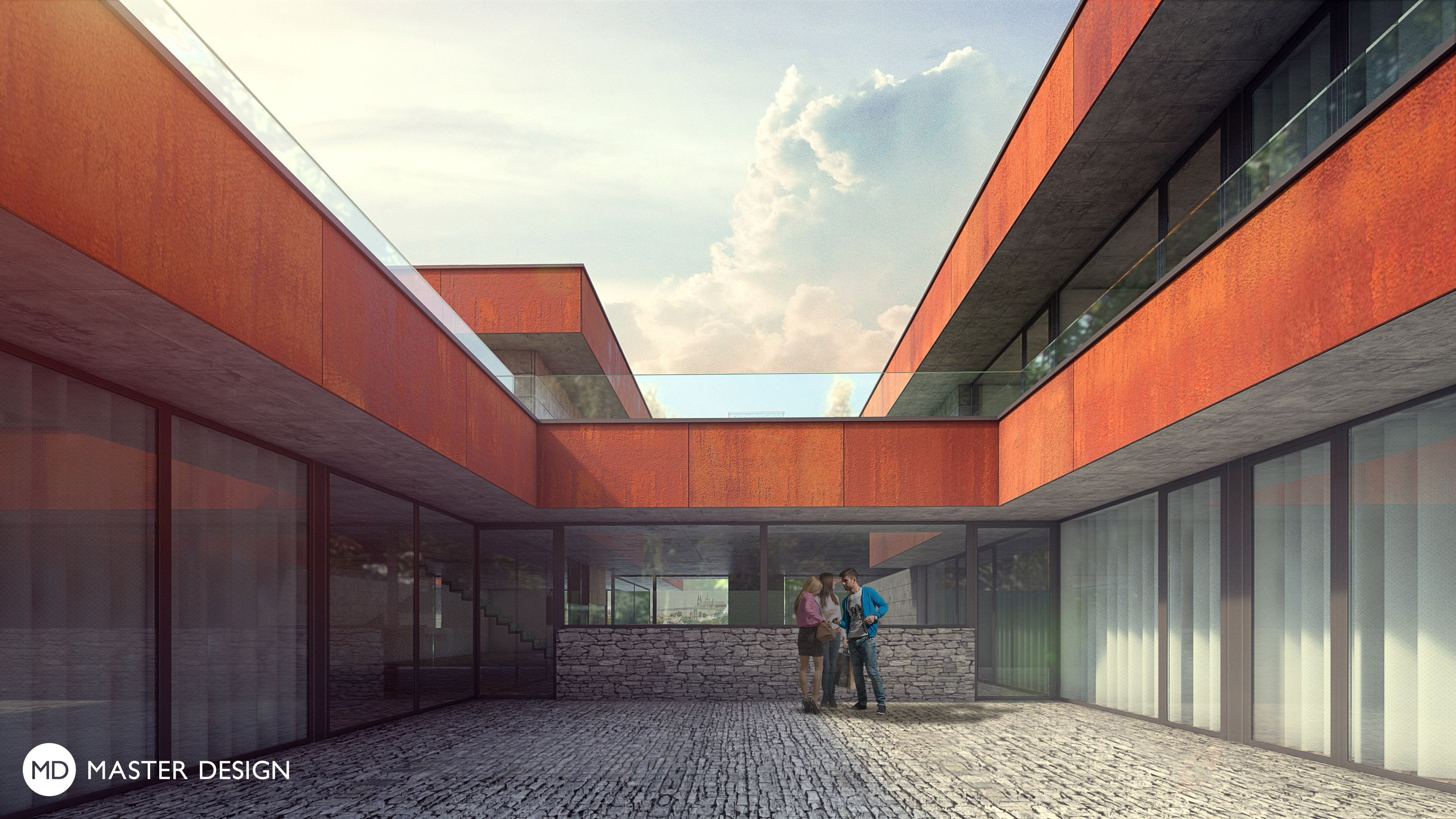 Moderní luxusní vila s vodopádem a výhledem na městoPraha - vizualizace4 Moderní luxusní vila s vodopádem a výhledem na městoPraha - vizualizace4