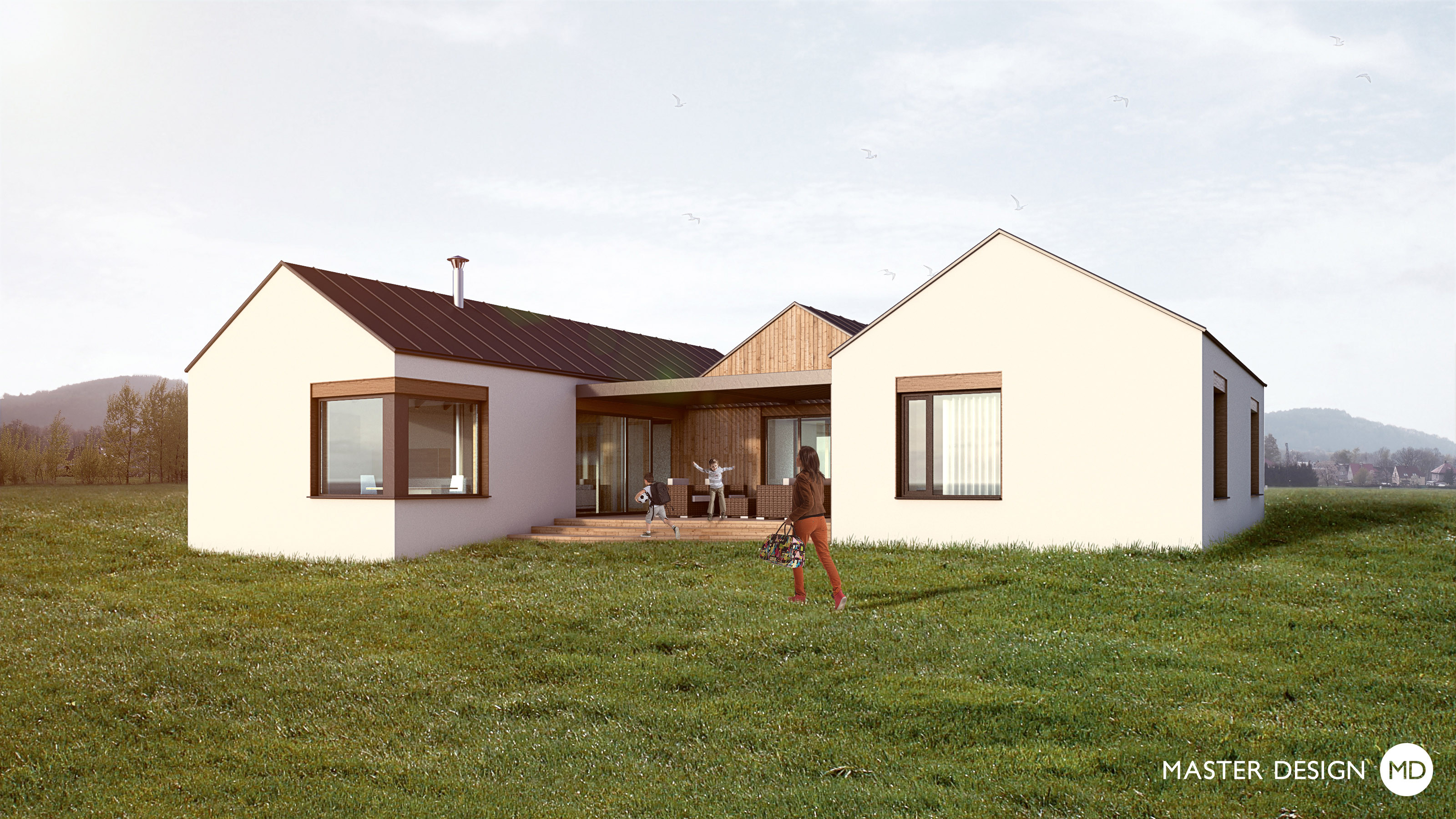 Atriový bungalov s dřevěným obkladem a výhledem na vrcholky hor - Pržno - preview