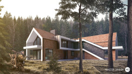 Moderní dům pro myslivce z dřevěných šindelů - Tábor - hlavní vizualizace