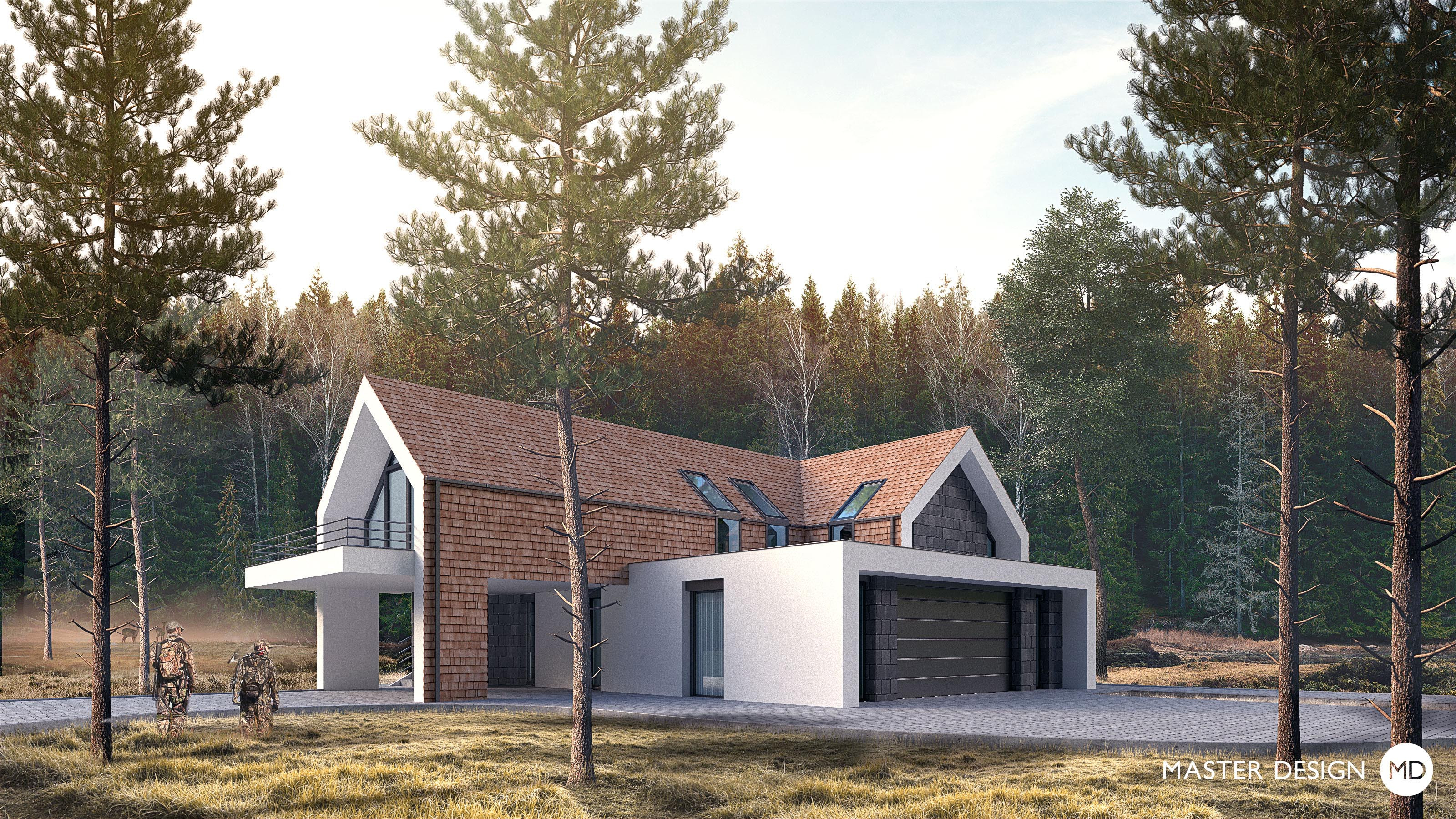 Moderní dům pro myslivce z dřevěných šindelůTábor - vizualizace2 Moderní dům pro myslivce z dřevěných šindelůTábor - vizualizace2