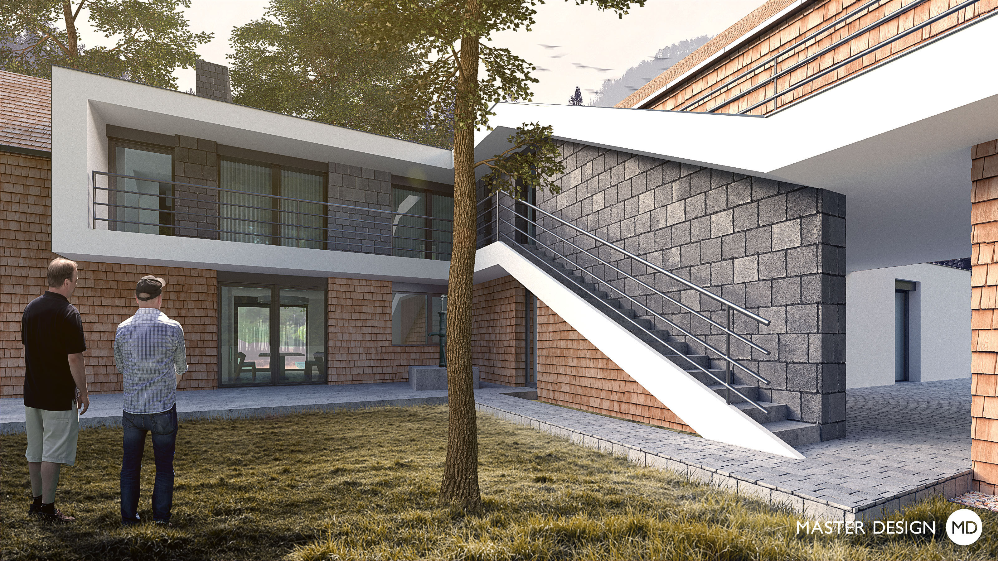 Moderní dům pro myslivce z dřevěných šindelůTábor - vizualizace4 Moderní dům pro myslivce z dřevěných šindelůTábor - vizualizace4