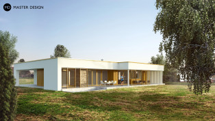 Jednoduchý bungalov se zastřešenou terasou okolo celého domu - Lyžbice - hlavní vizualizace