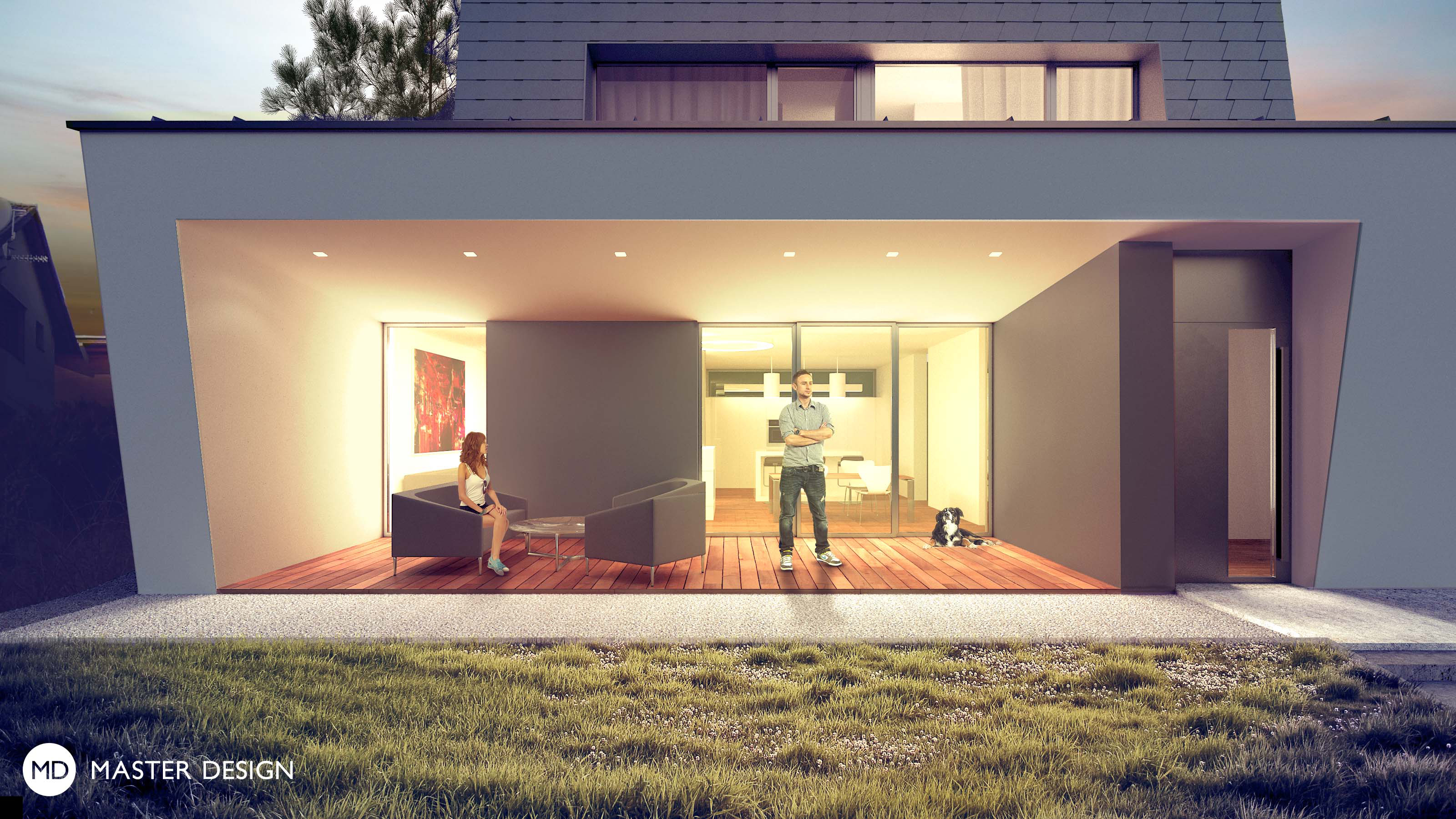 Inclined house with facades covered by metal tiles and great view of countryside for doctorLoděnice u Berouna - visualisation2