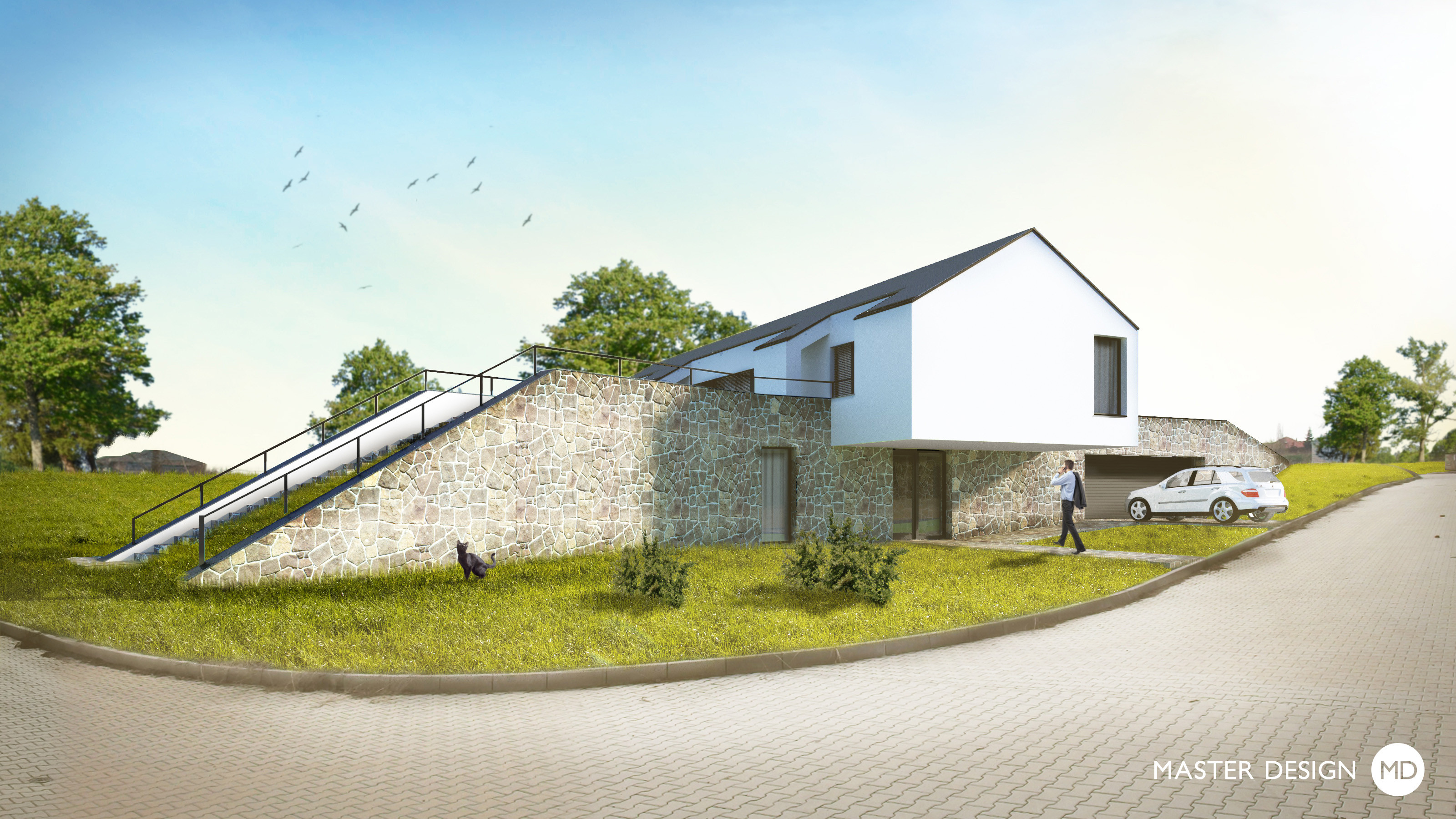 Luxury independent house with green roof and solar tiles for programmerDobřejovice - visualisation2 Luxury independent house with green roof and solar tiles for programmerDobřejovice - visualisation2