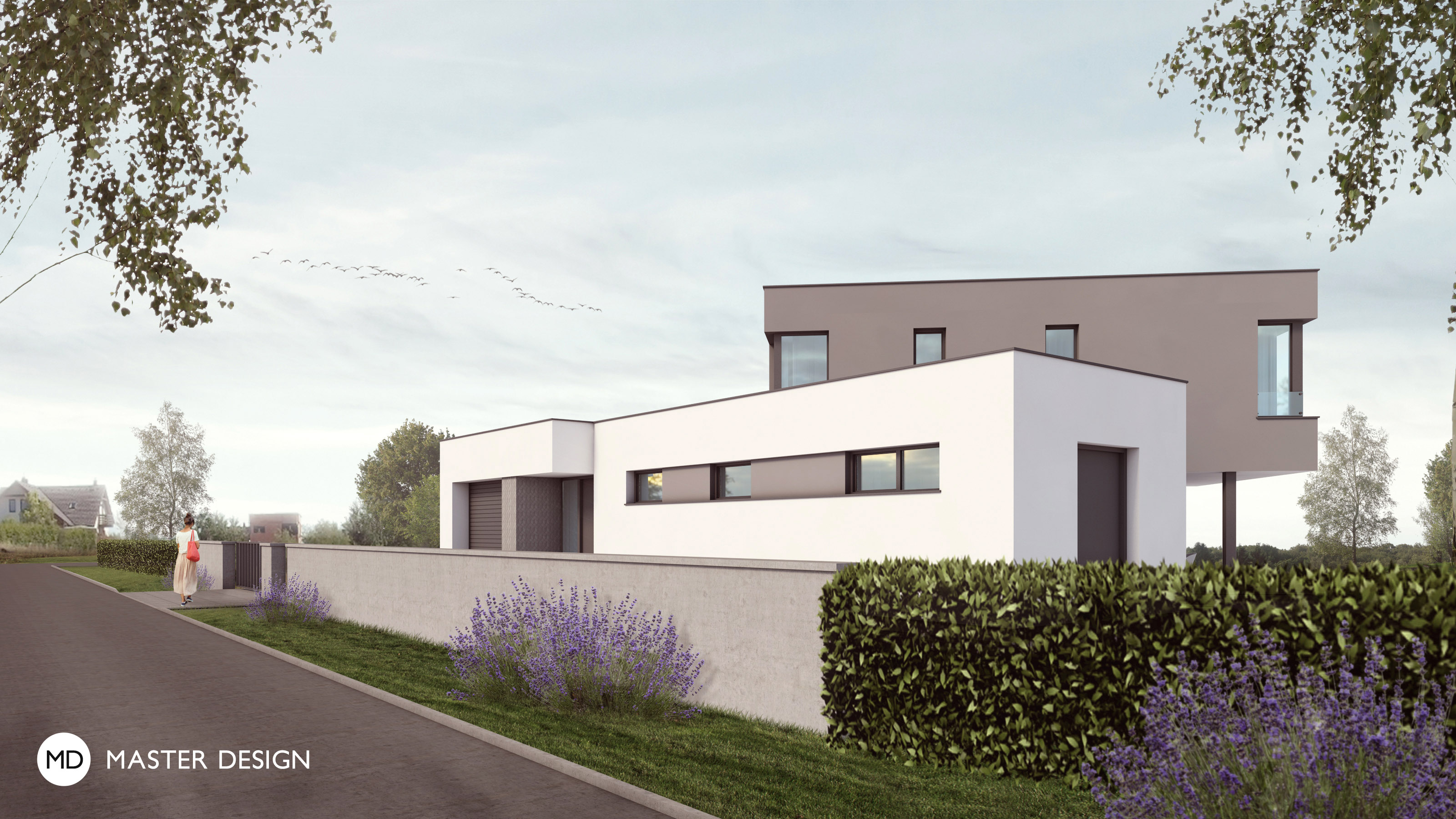 Modern family house &quot;Twins&quot; with upper floor periscopes looking into countrysideTurnov - visualisation2