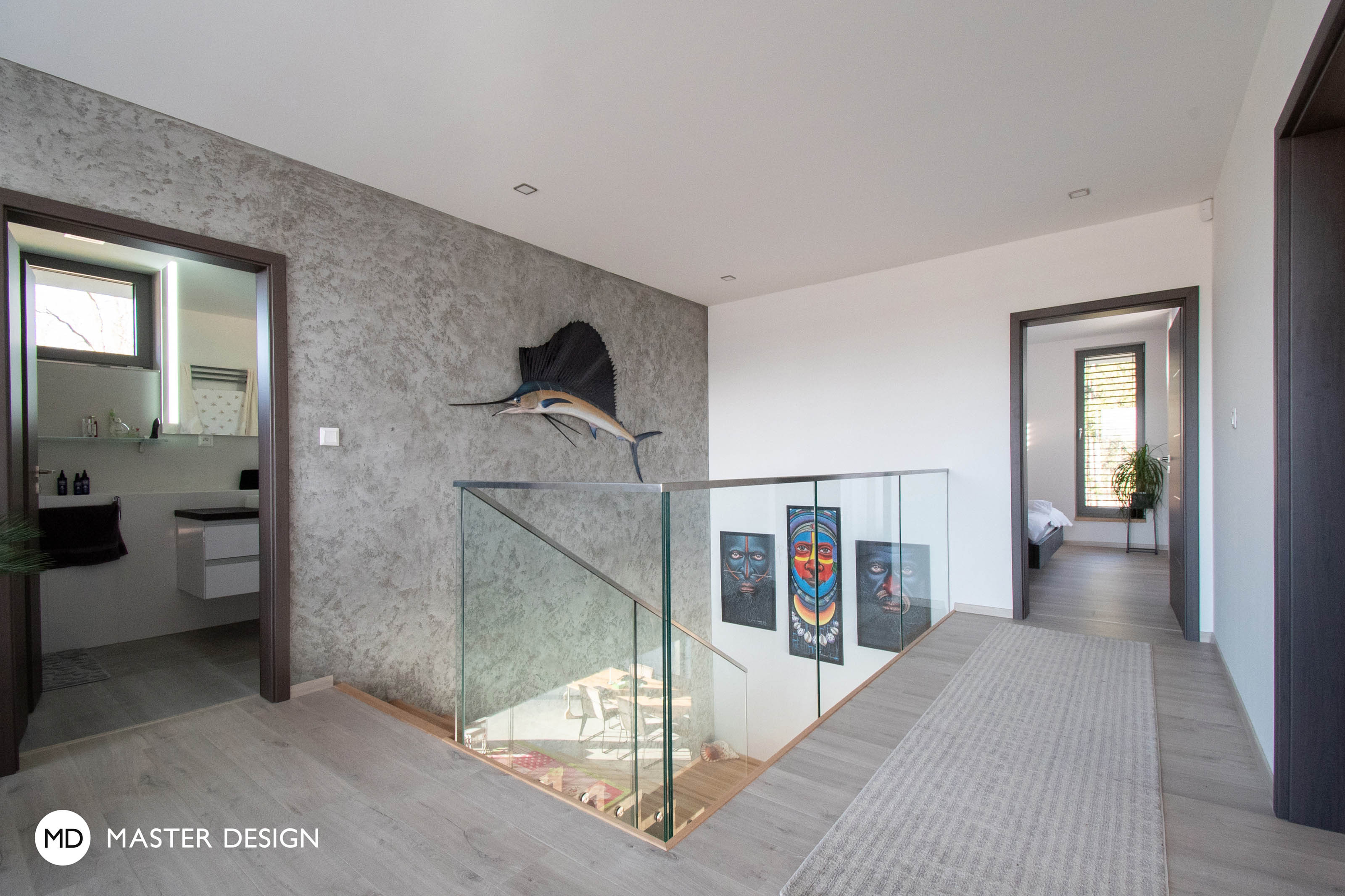 Luxury house for fisherman with large garden, facade with stone tiles and flat roofČeladná - visualisation7