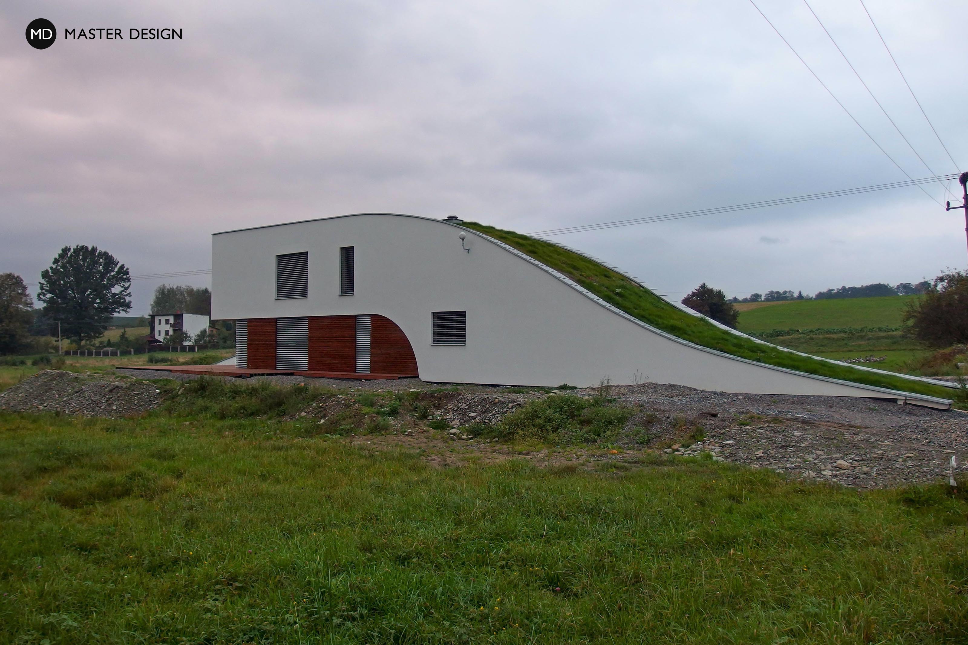 Family house in organic design with green roof in the mountainsBystřice nad Olší - visualisation2