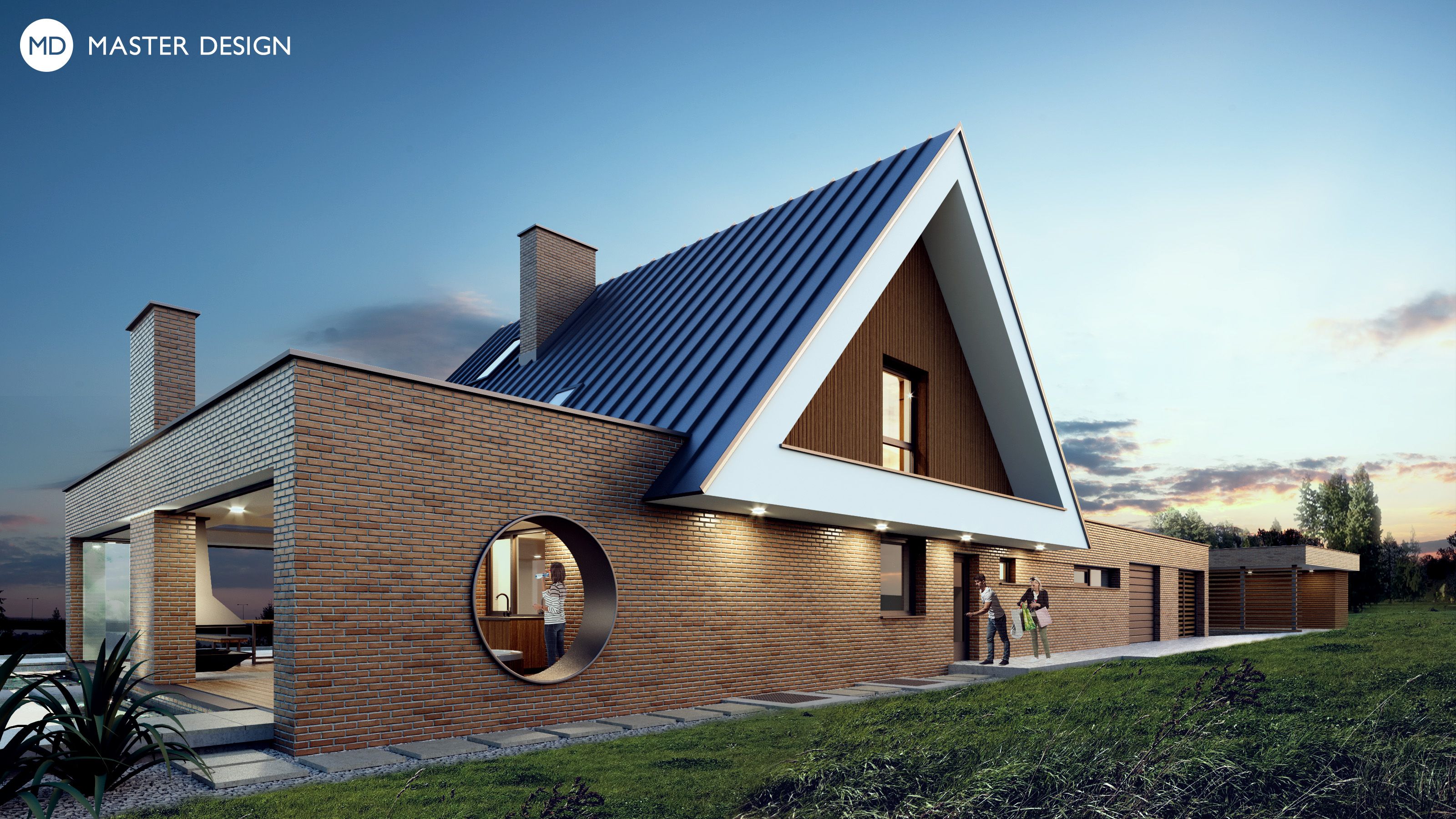 Rekonstrukce domu s okrasnou vodní plochouKřinice u Broumova - vizualizace3