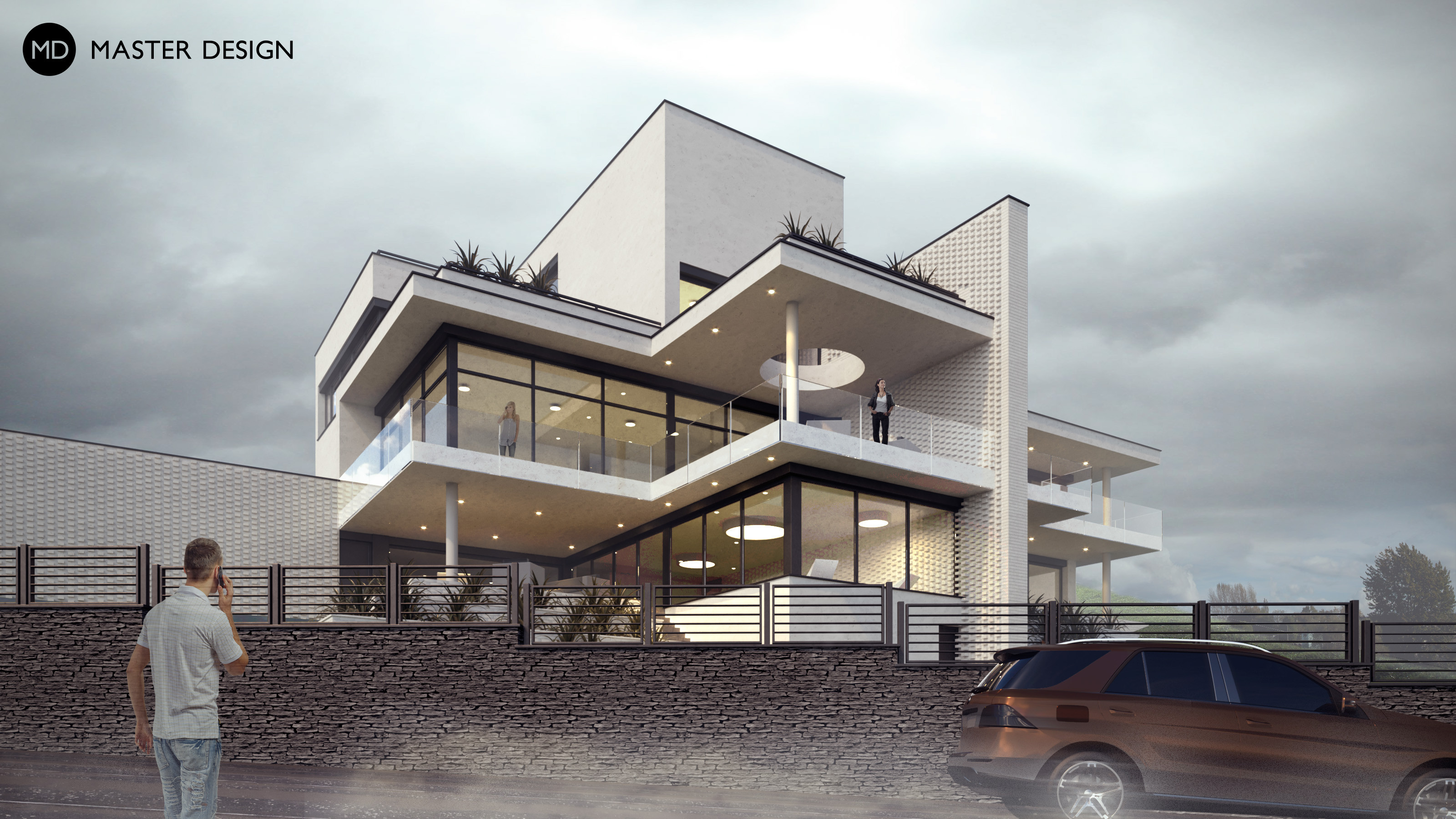 Luxury terraced villa with view of PraguePodolí - visualisation2 Luxury terraced villa with view of PraguePodolí - visualisation2