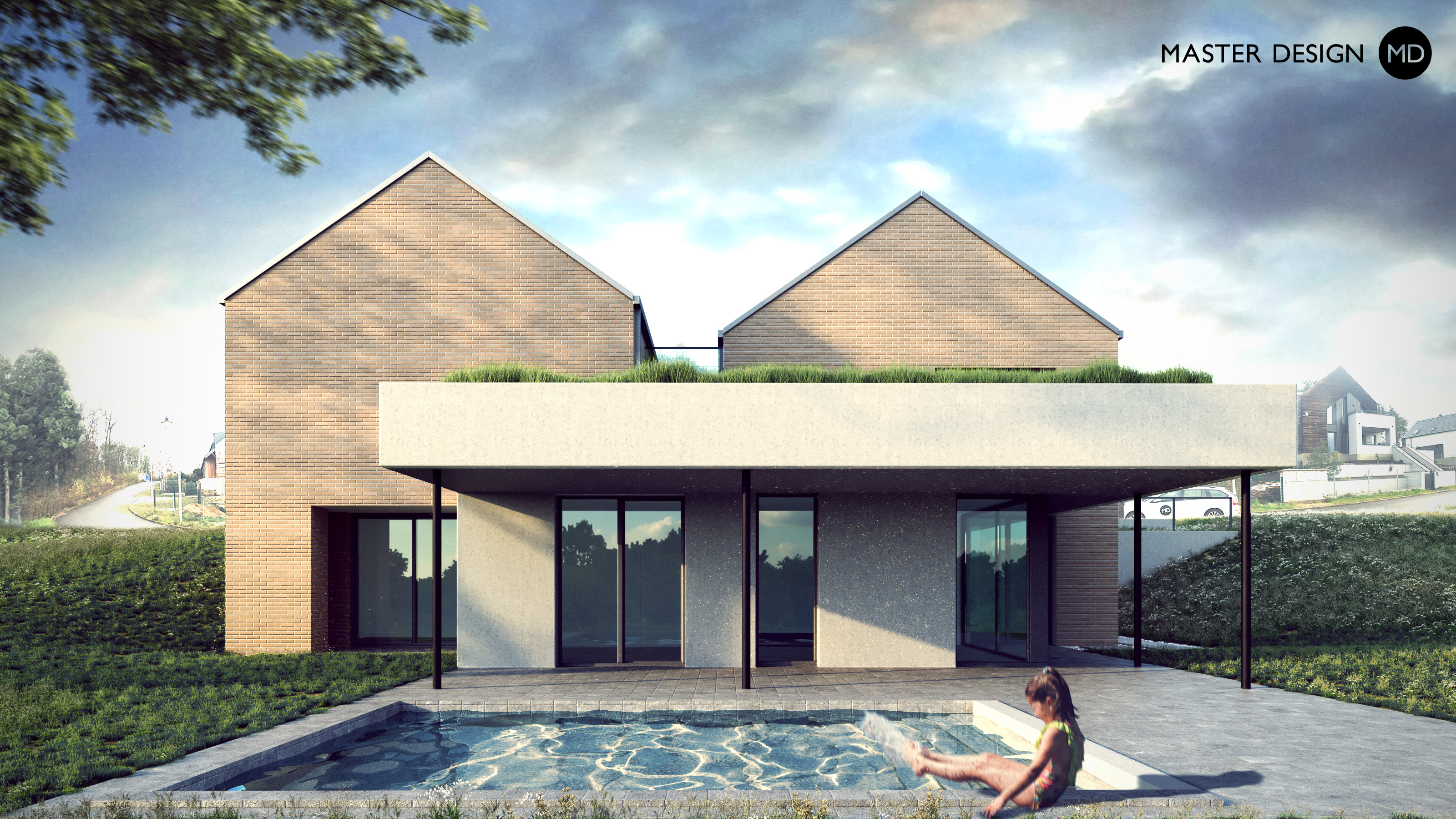 Two houses in one with pitched roof for doctor and nurseVysoký Újezd - visualisation2