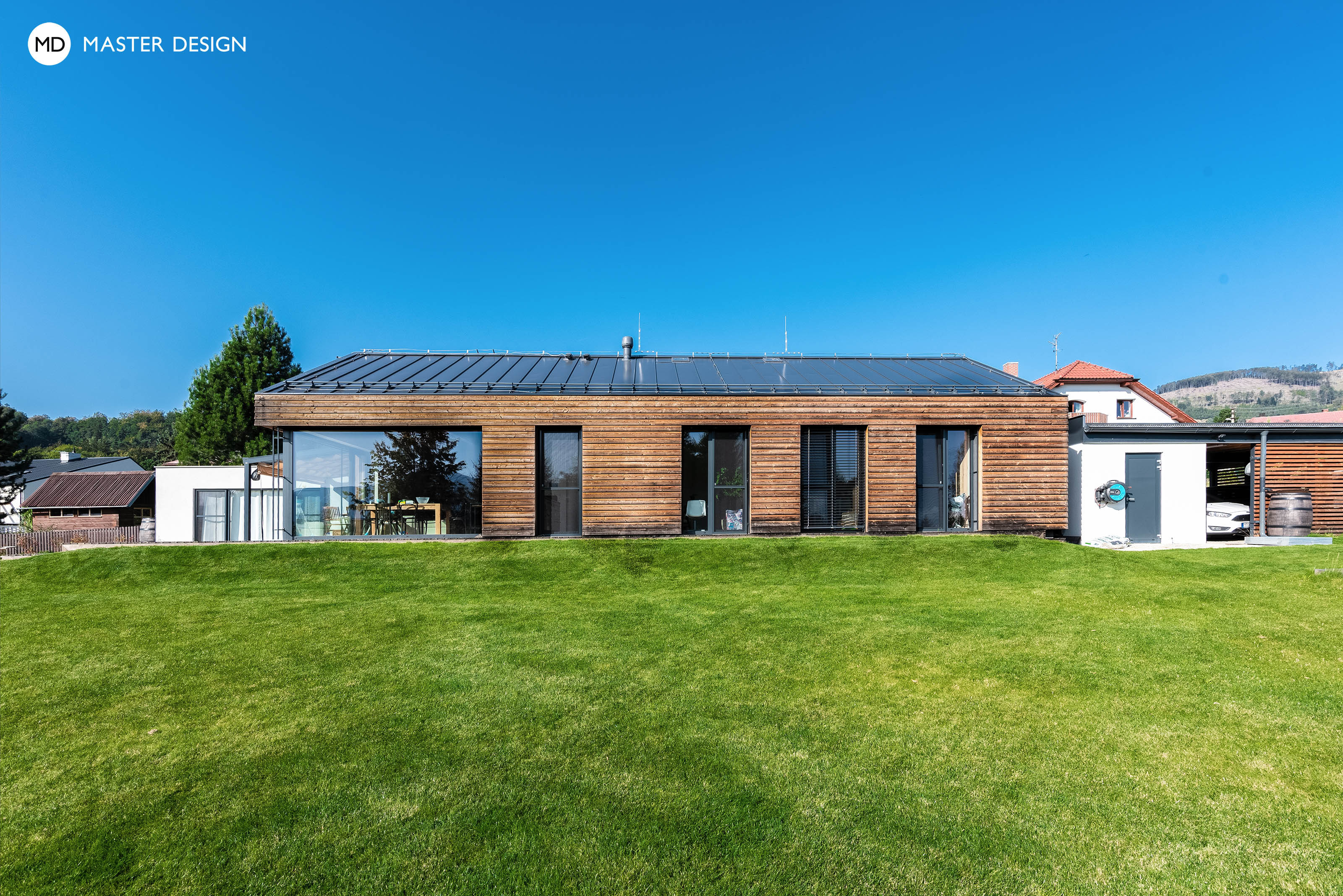 Jednoduchý moderní bungalov v horách s dřevěným obklademPstruží - vizualizace2