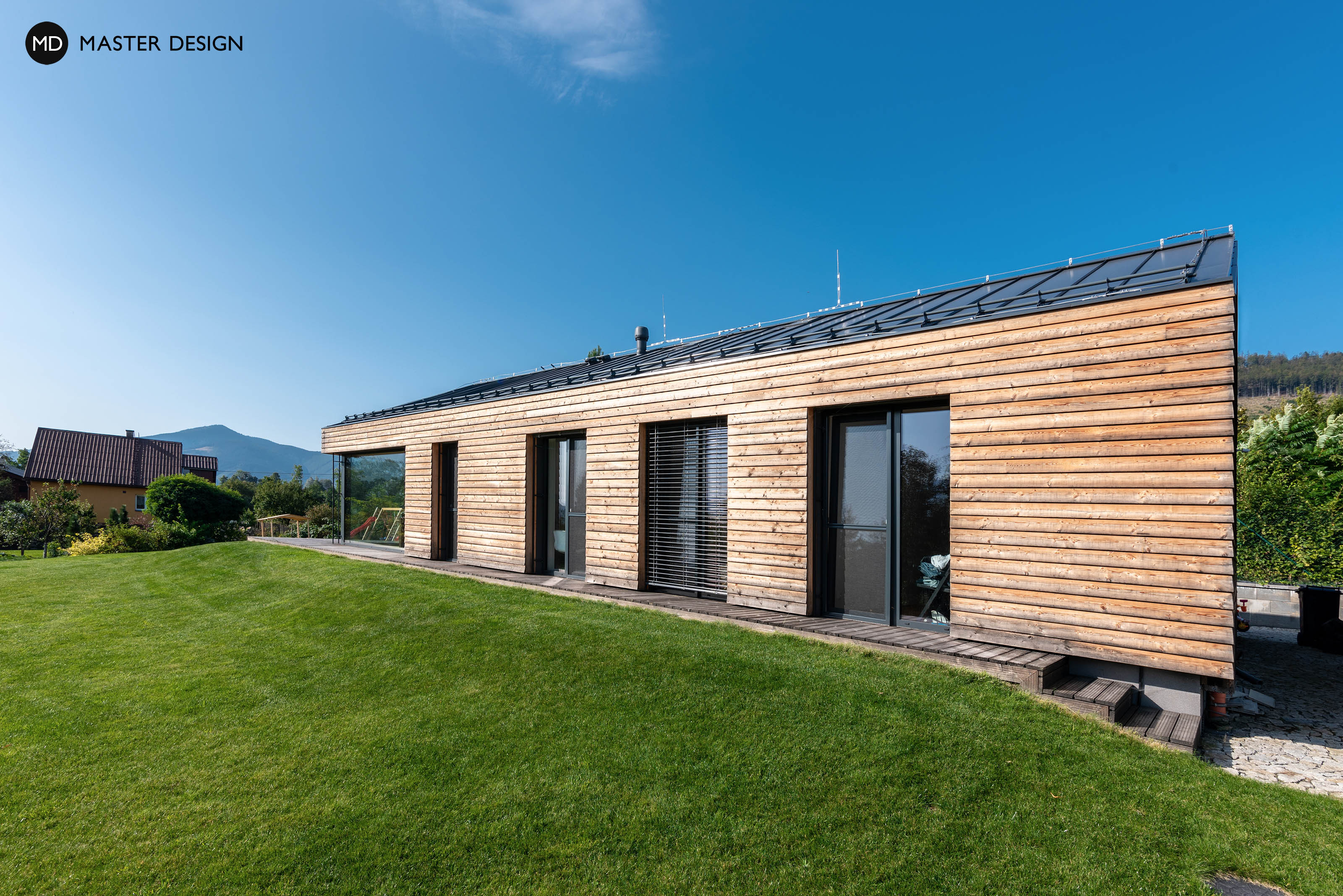 Jednoduchý moderní bungalov v horách s dřevěným obklademPstruží - vizualizace3