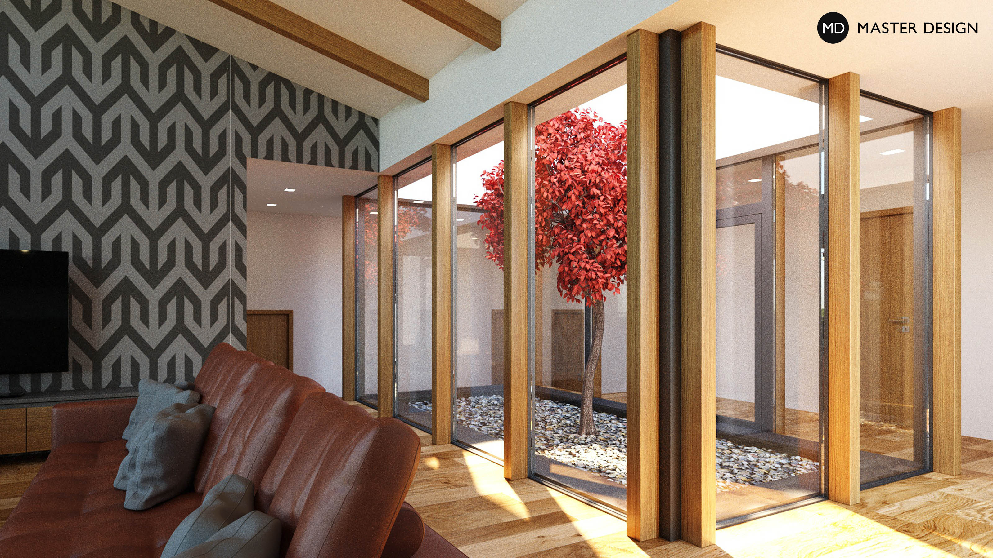 Interior of a single-family home with an atriumKanice - visualisation4