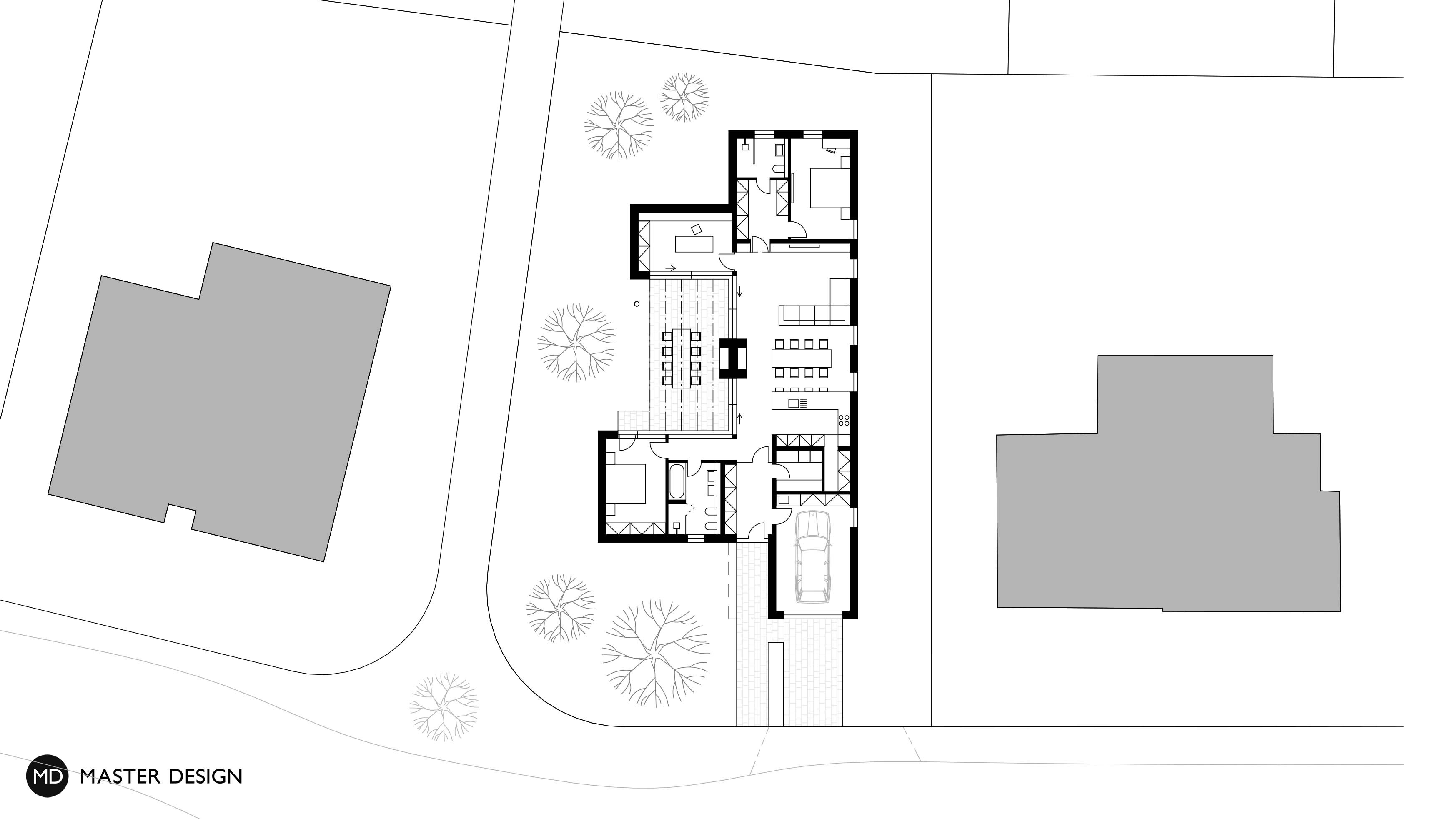 Modern Bungalow with a Patio Hidden from the NeighborsÚjezd u Průhonic - visualisation4 Modern Bungalow with a Patio Hidden from the NeighborsÚjezd u Průhonic - visualisation4