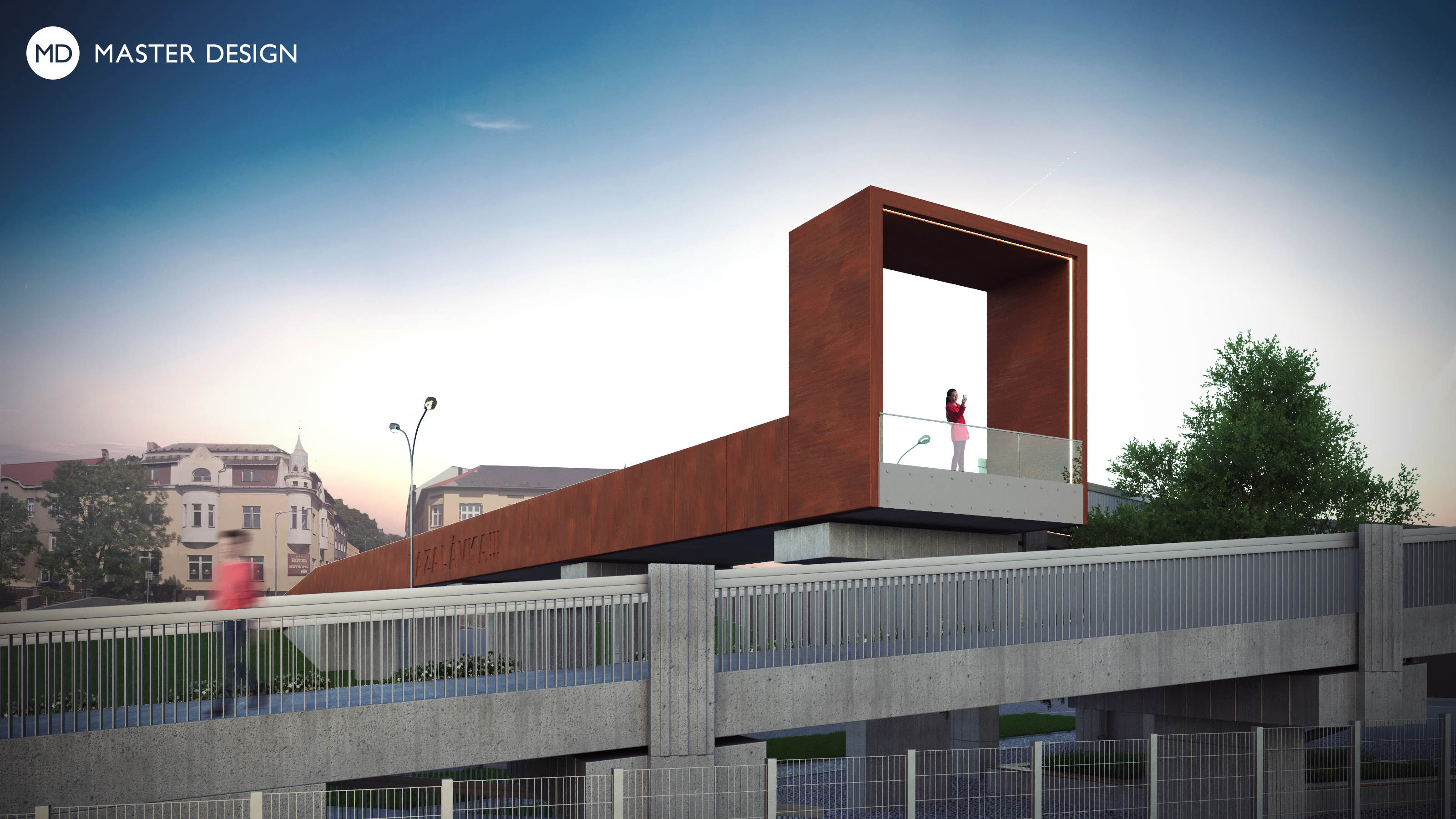 Revitalizace veřejného prostoru s vyhlídkou a travnatým mostem - Ostrava Bazaly - preview