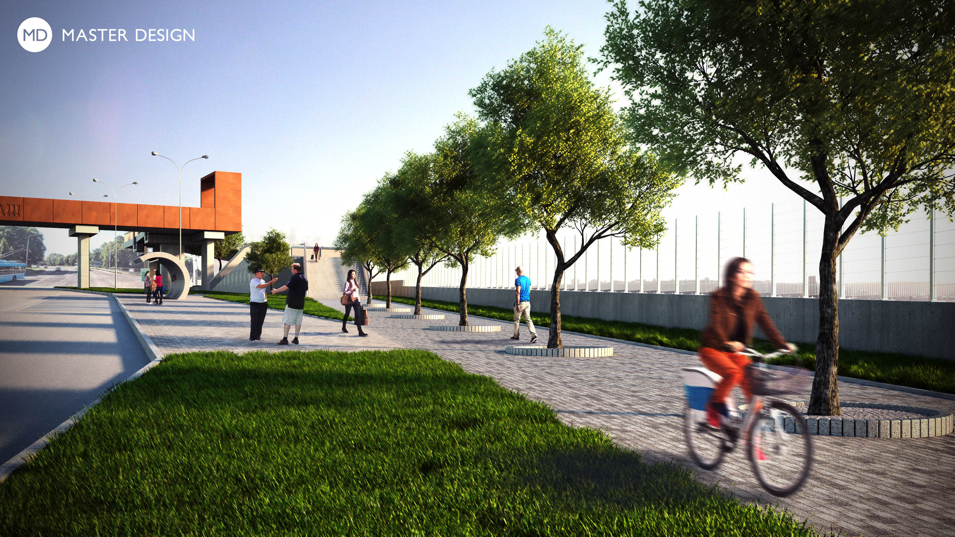 Revitalizace veřejného prostoru s vyhlídkou a travnatým mostem - Ostrava Bazaly - vizualizace 5 Revitalizace veřejného prostoru s vyhlídkou a travnatým mostem - Ostrava Bazaly - vizualizace 5
