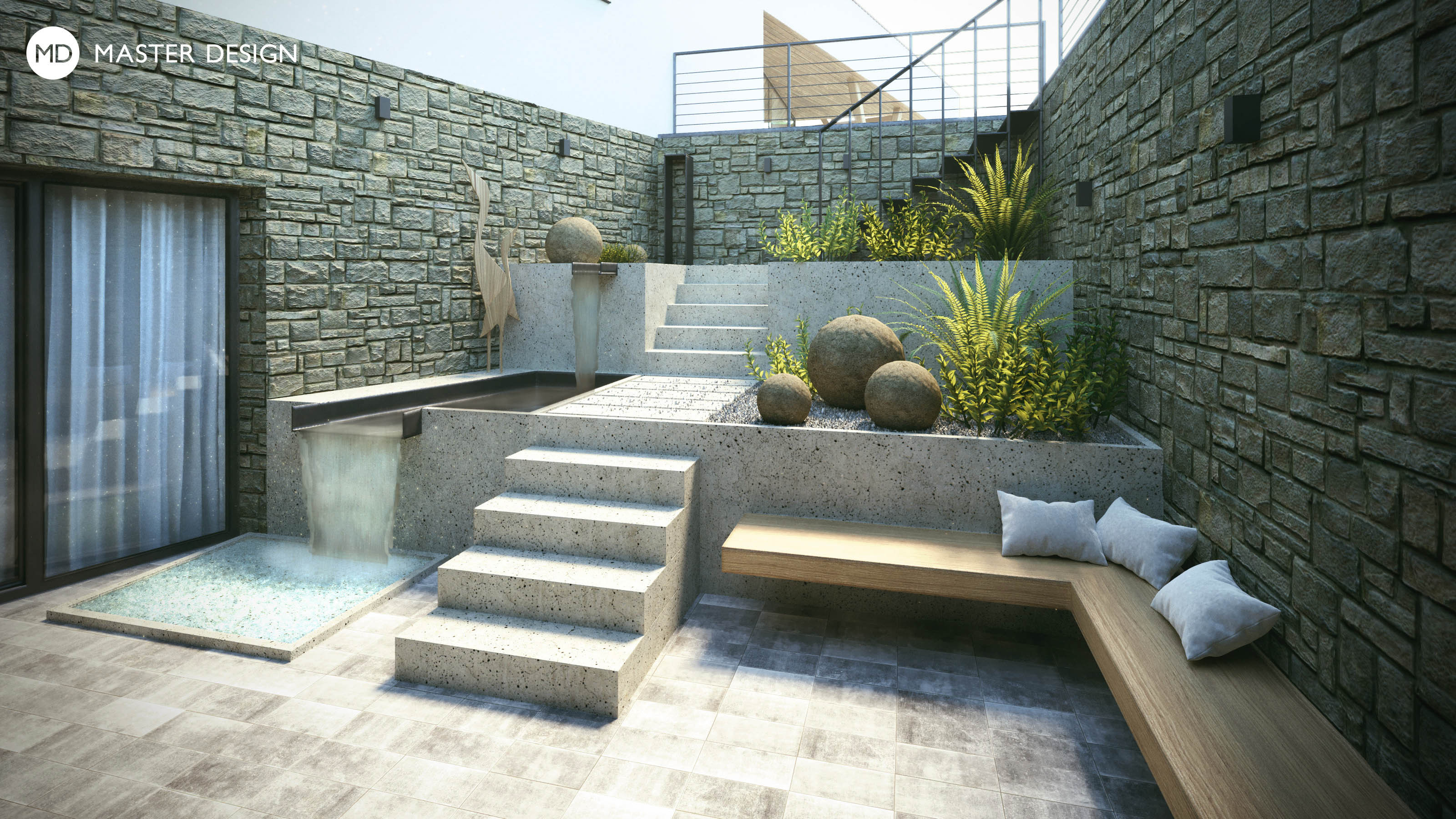 Moderní vesnický dům s wellness se zapuštěným atriemBruntál - vizualizace3 Moderní vesnický dům s wellness se zapuštěným atriemBruntál - vizualizace3