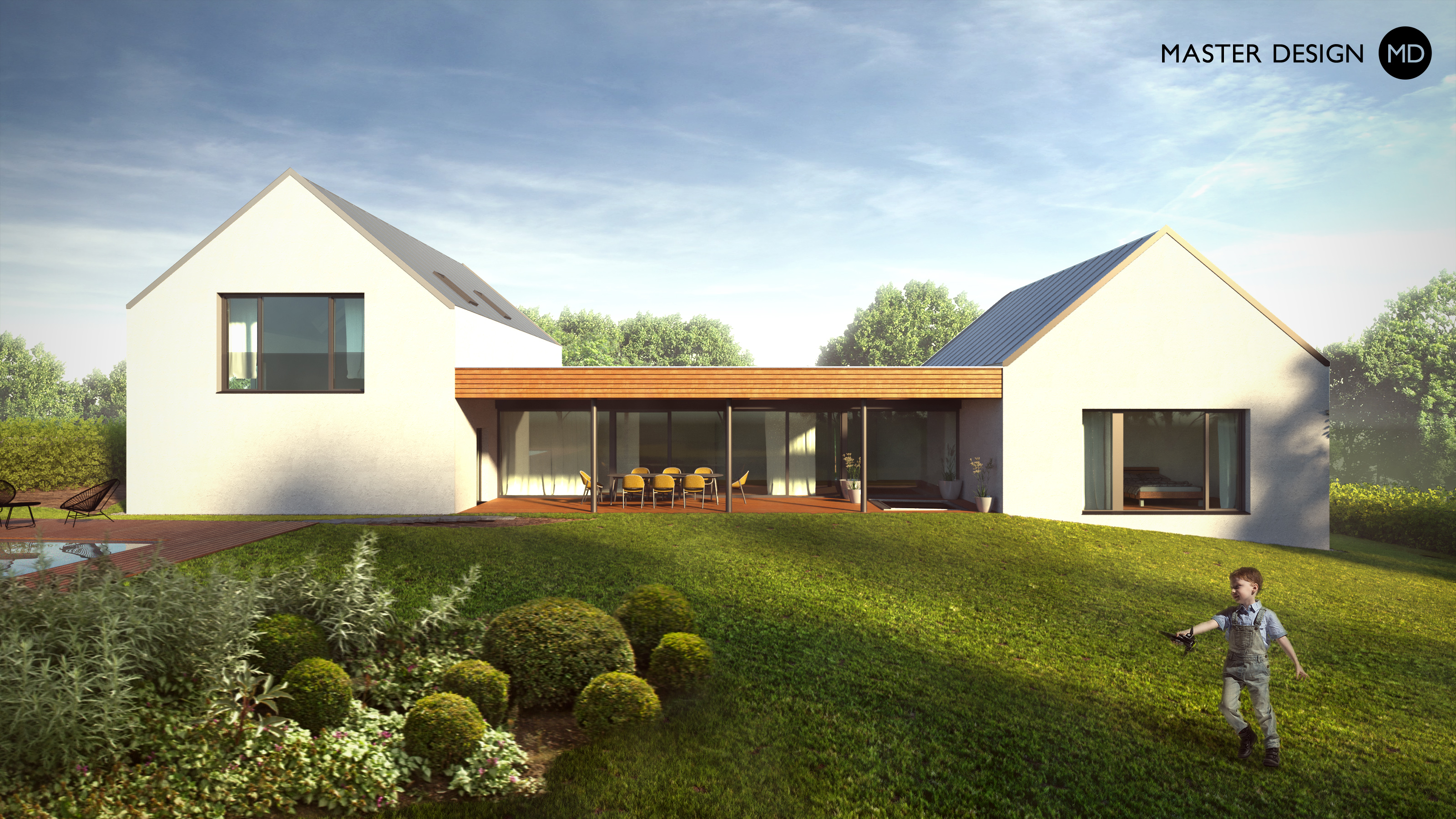 Family House with Traditional Shapes and Fitness Zone near the Forest - Letkov - preview