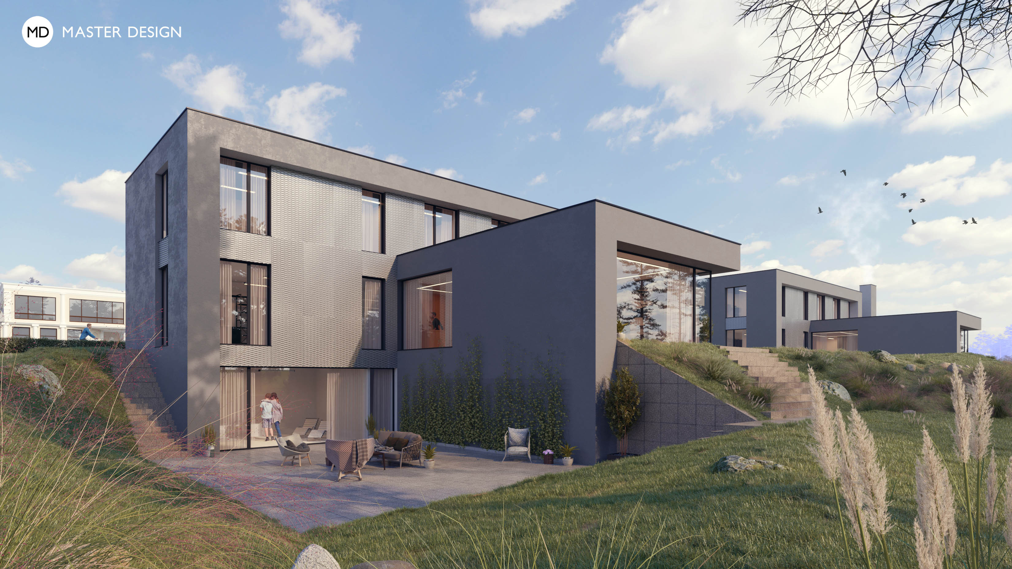 Two Luxury Villas for Siblings with Metal Facades and Views of Zelená horaŽďár nad Sázavou - visualisation3 Two Luxury Villas for Siblings with Metal Facades and Views of Zelená horaŽďár nad Sázavou - visualisation3