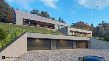 Three-storey Concrete Villa Hidden on a Slope - Libčice - main visualisation