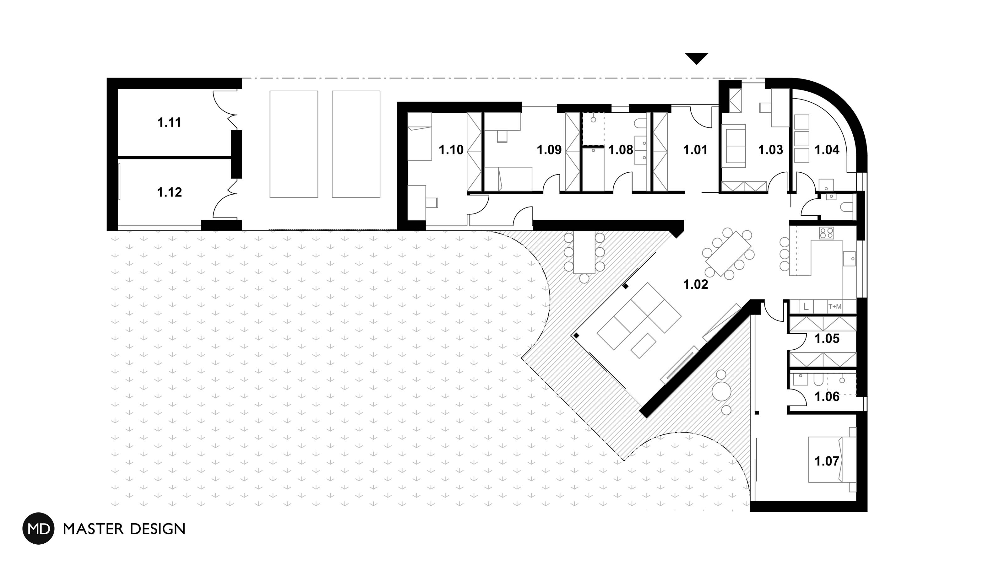 A Bungalow whose Arms Spread around the Garden Like a FanBabice - visualisation4 A Bungalow whose Arms Spread around the Garden Like a FanBabice - visualisation4