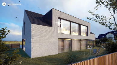 Compact House with Brick Cladding and Pitched Roof - Horoměřice - main visualisation