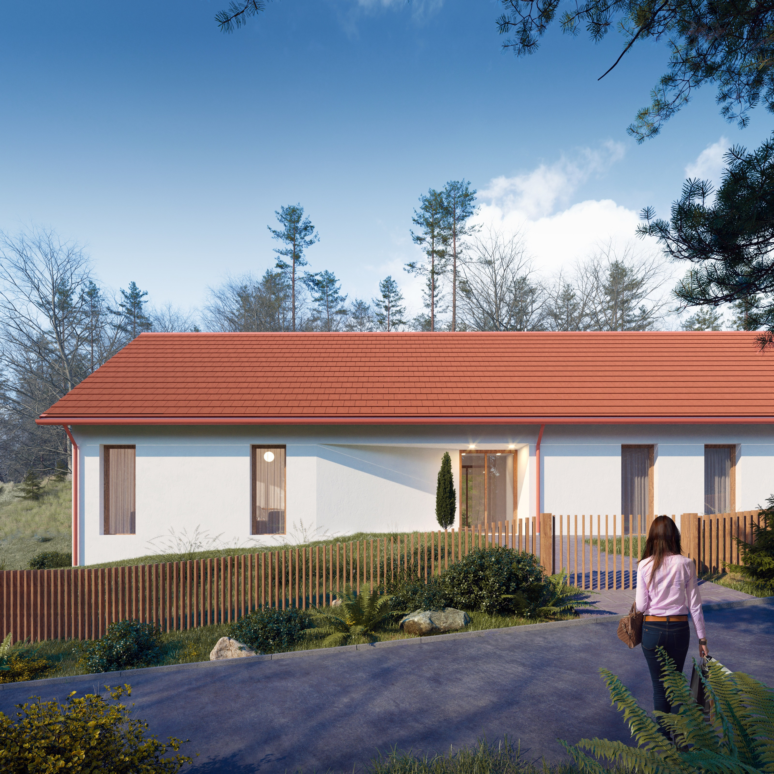 Rodinný dům v sevřeném údolí vycházející z venkovské architekturyBěstvina - vizualizace3 Rodinný dům v sevřeném údolí vycházející z venkovské architekturyBěstvina - vizualizace3